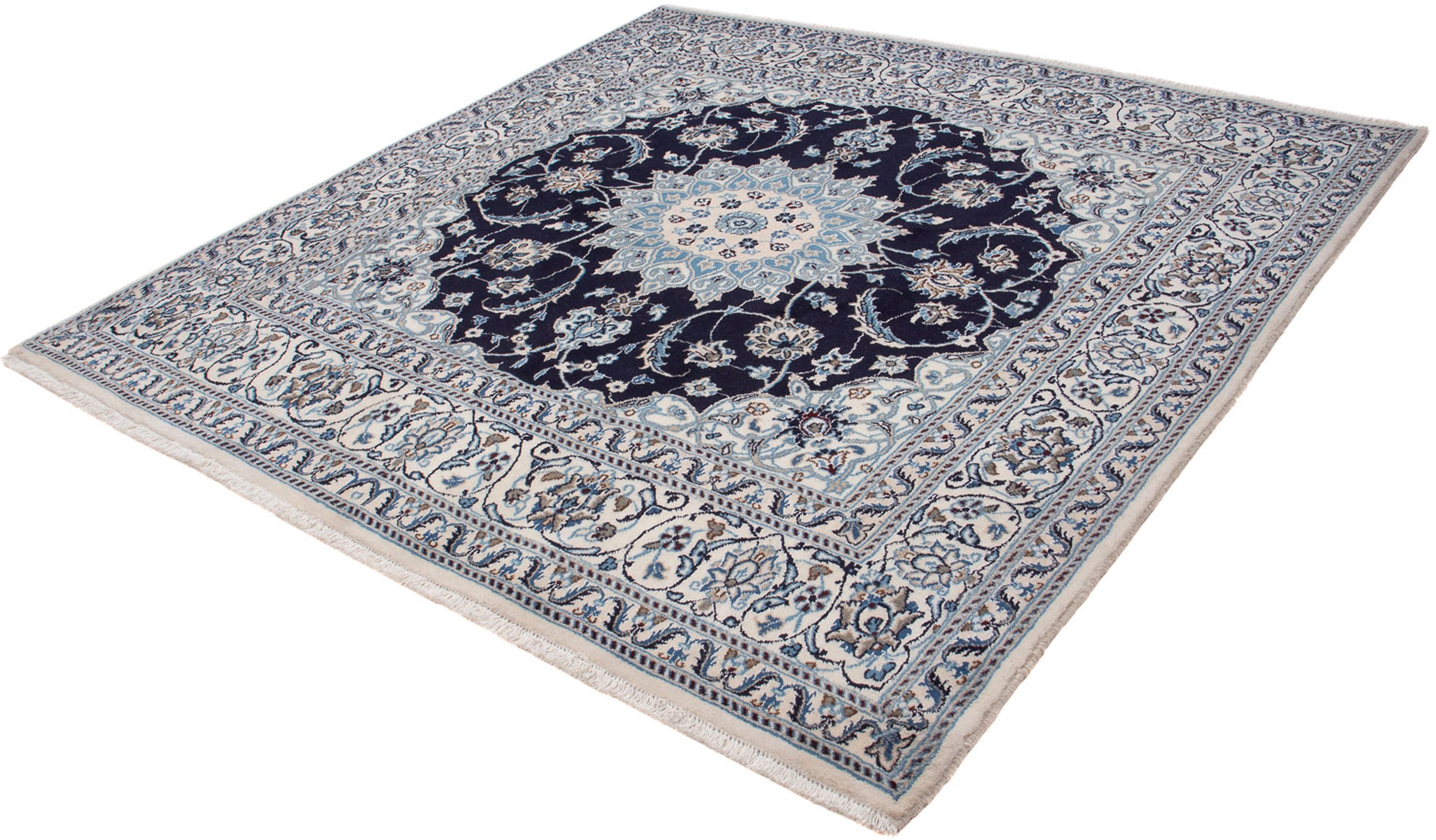 Image of morgenland Orientteppich »Perser - Nain quadratisch - 200 x 196 cm - dunkelblau«, quadratisch, 10 mm Höhe, Wohnzimmer, Handgeknüpft, Einzelstück mit Zertifikat bei Ackermann Versand Schweiz
