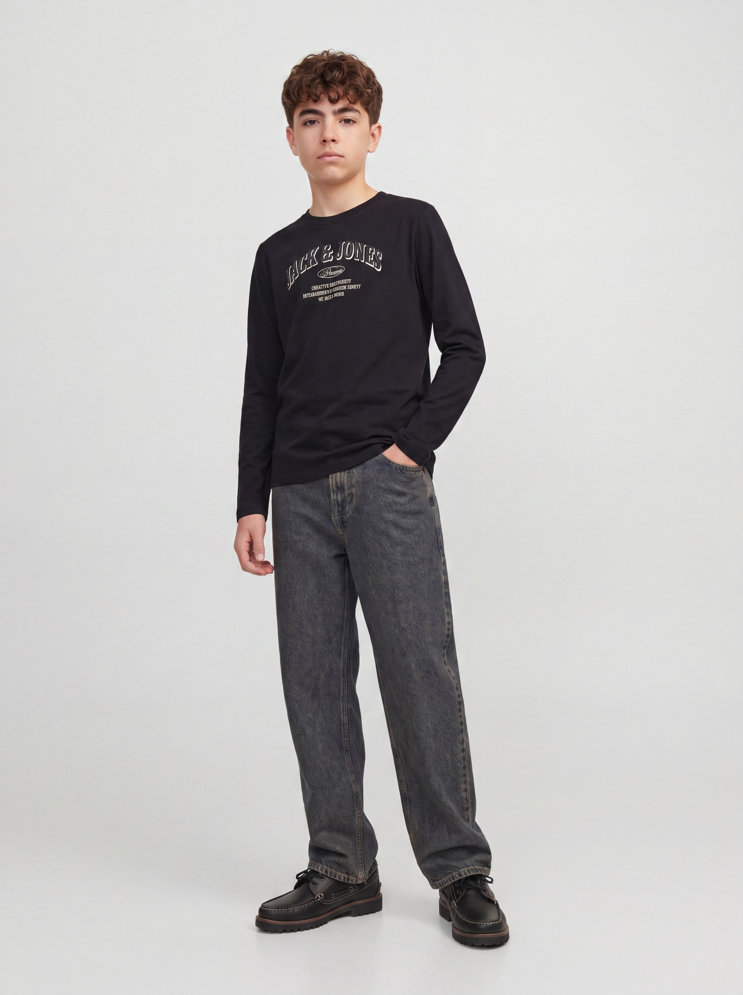 Jack & Jones Junior Langarmshirt »JJEDENVER LOGO TEE LS O-NECK SN JNR« Baumwolle, relaxed fit