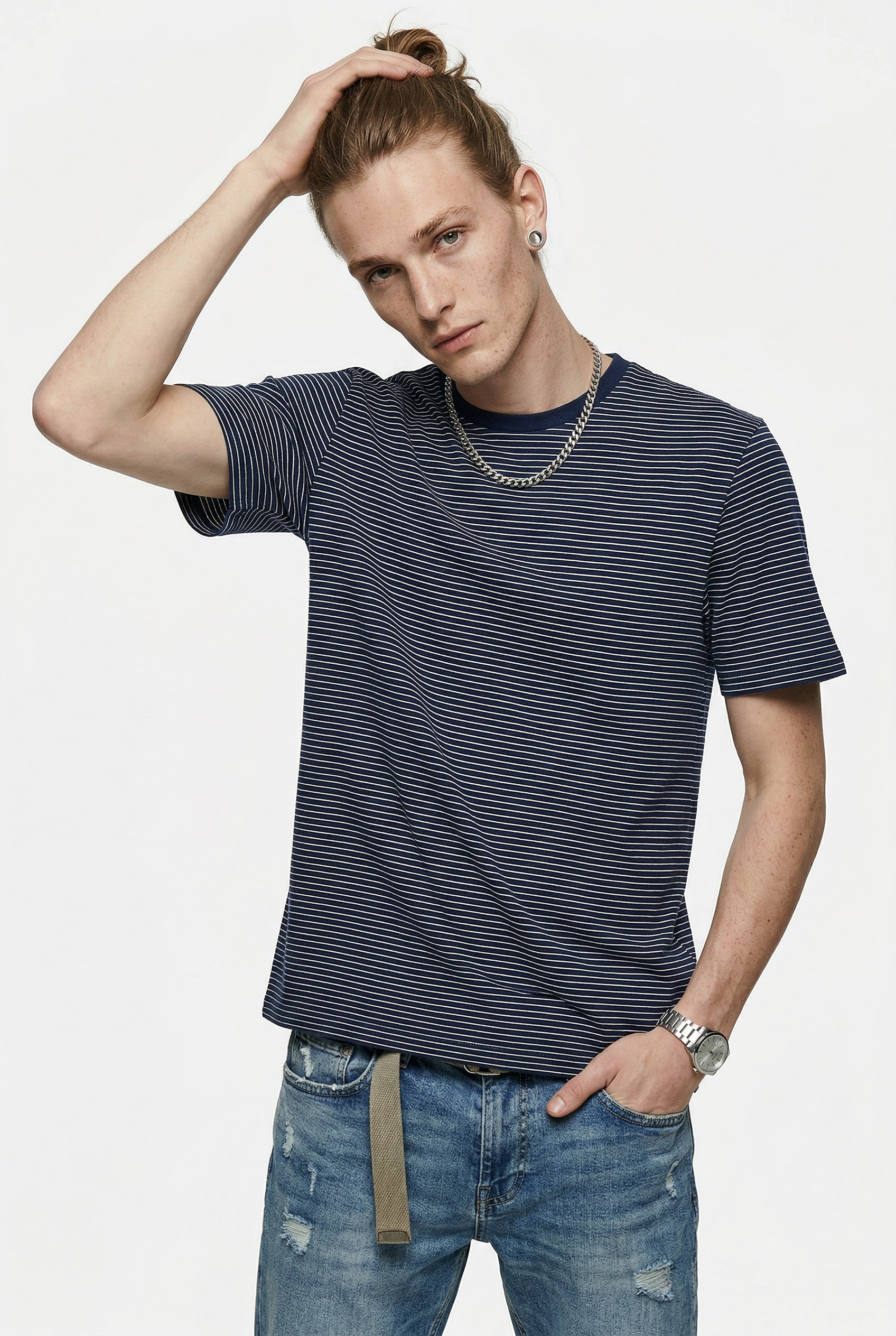 Image of ONLY & SONS Rundhalsshirt "ONSFRED LIFE RLX SS STRIPE TEE NOOS"