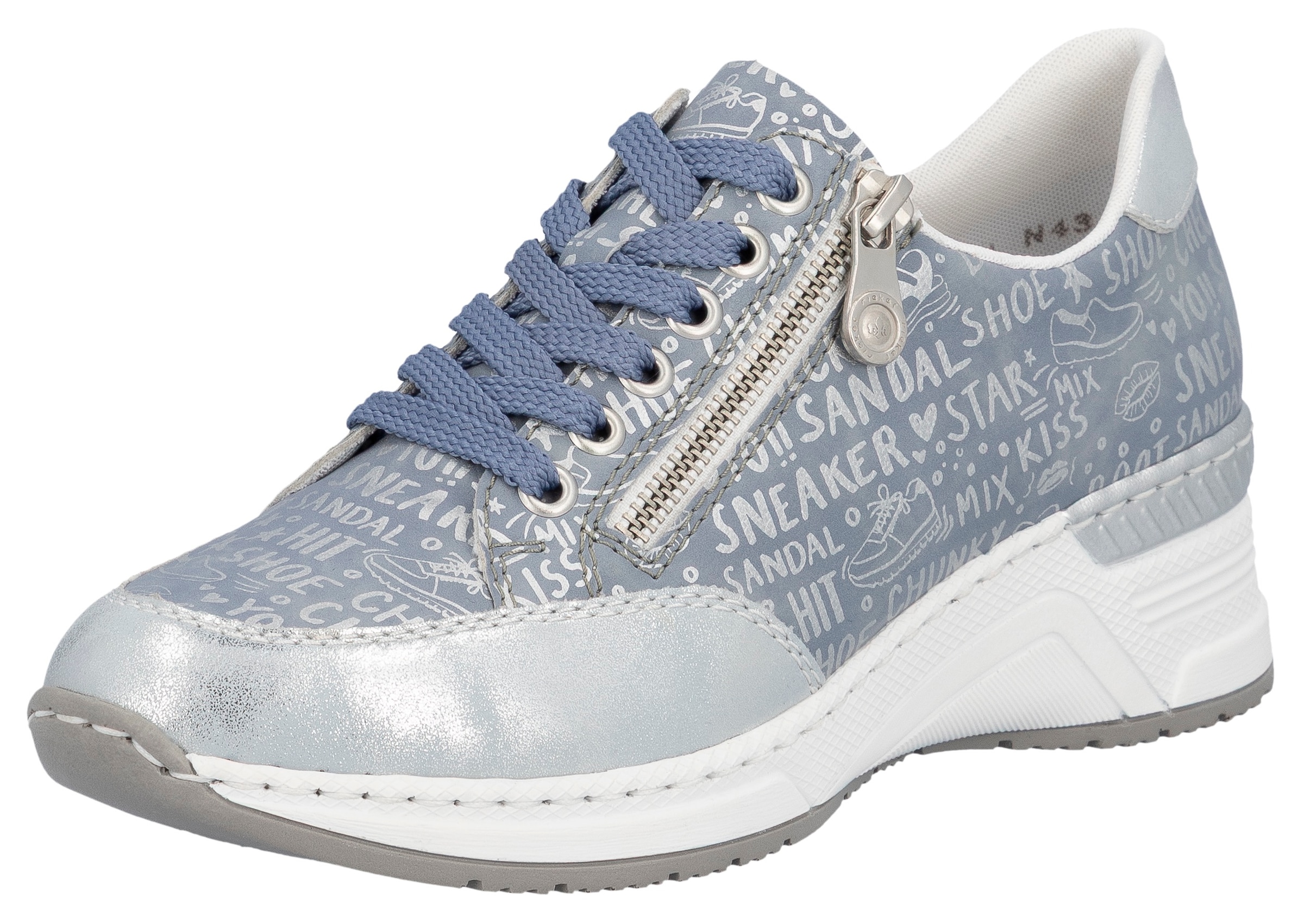 Image of Rieker Sneaker mit Lettern bedruckt, Freizeitschuh, Halbschuh, Schnürschuh