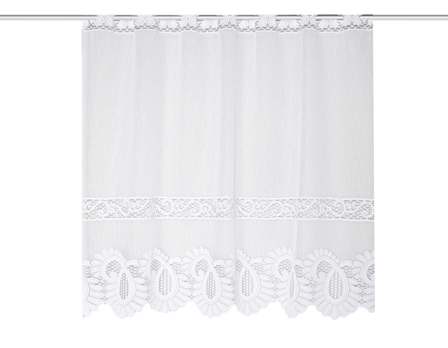 Image of HOME WOHNIDEEN Gardine "LEONORA" Stangendurchzug 1 Stk. tlg. Kurzstore Jacquard, Scheibengardine