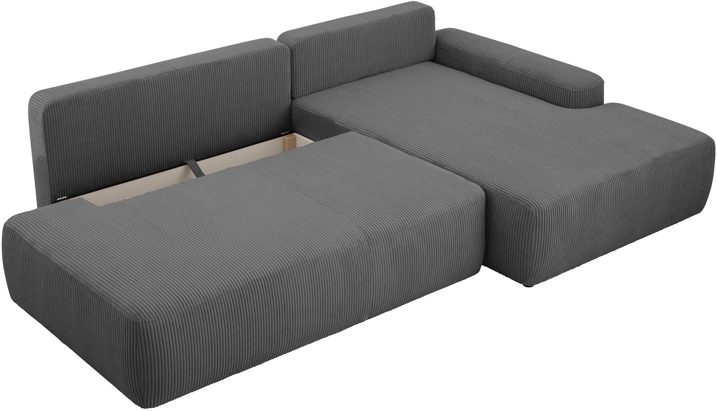 Home affaire Ecksofa »TORGE, Schlafsofa Cord, Samtvelours u. Strukur fein, Couch in L-Form« Schlaffunktion und Bettkasten, Liegefläche: 210x125 cm, neues Design