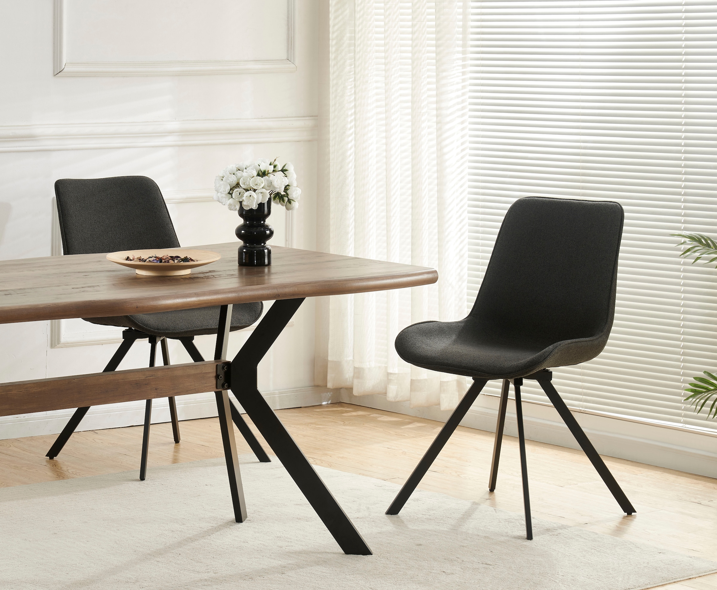 Home affaire Chaise pivotante »INUVIK, 2er Set, mit Metallgestell in matt schwarz« (Set) 2 cuisin verschiedenen Farben, Belsatbarkeit pro Stuhl 120 kg