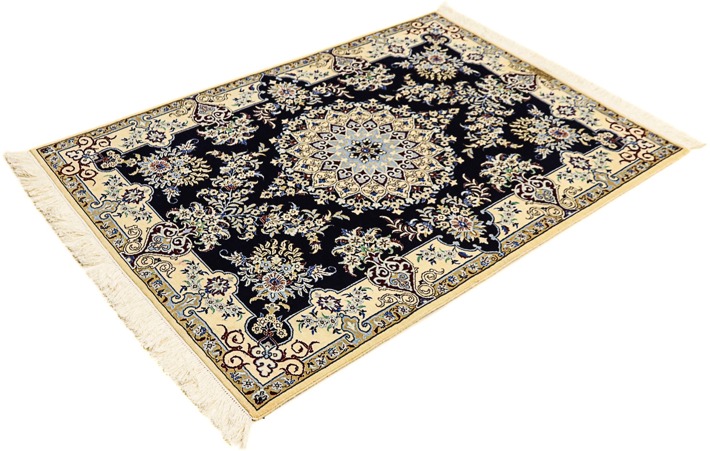 Image of morgenland Orientteppich »Perser - Nain - Premium - 140 x 100 cm - dunkelblau«, rechteckig, 6 mm Höhe, Wohnzimmer, Handgeknüpft, Einzelstück mit Zertifikat bei Ackermann Versand Schweiz