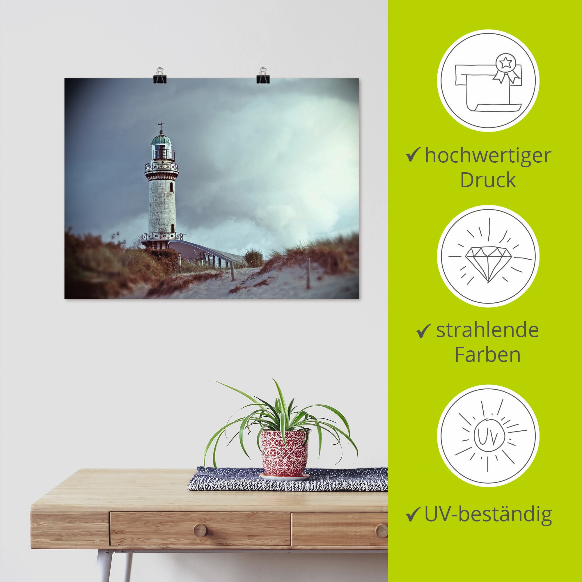 Artland Wandbild »Der Warnemünder Leuchtturm«, Gebäude, (1 St.), als Leinwandbild, Poster in verschied. Grössen