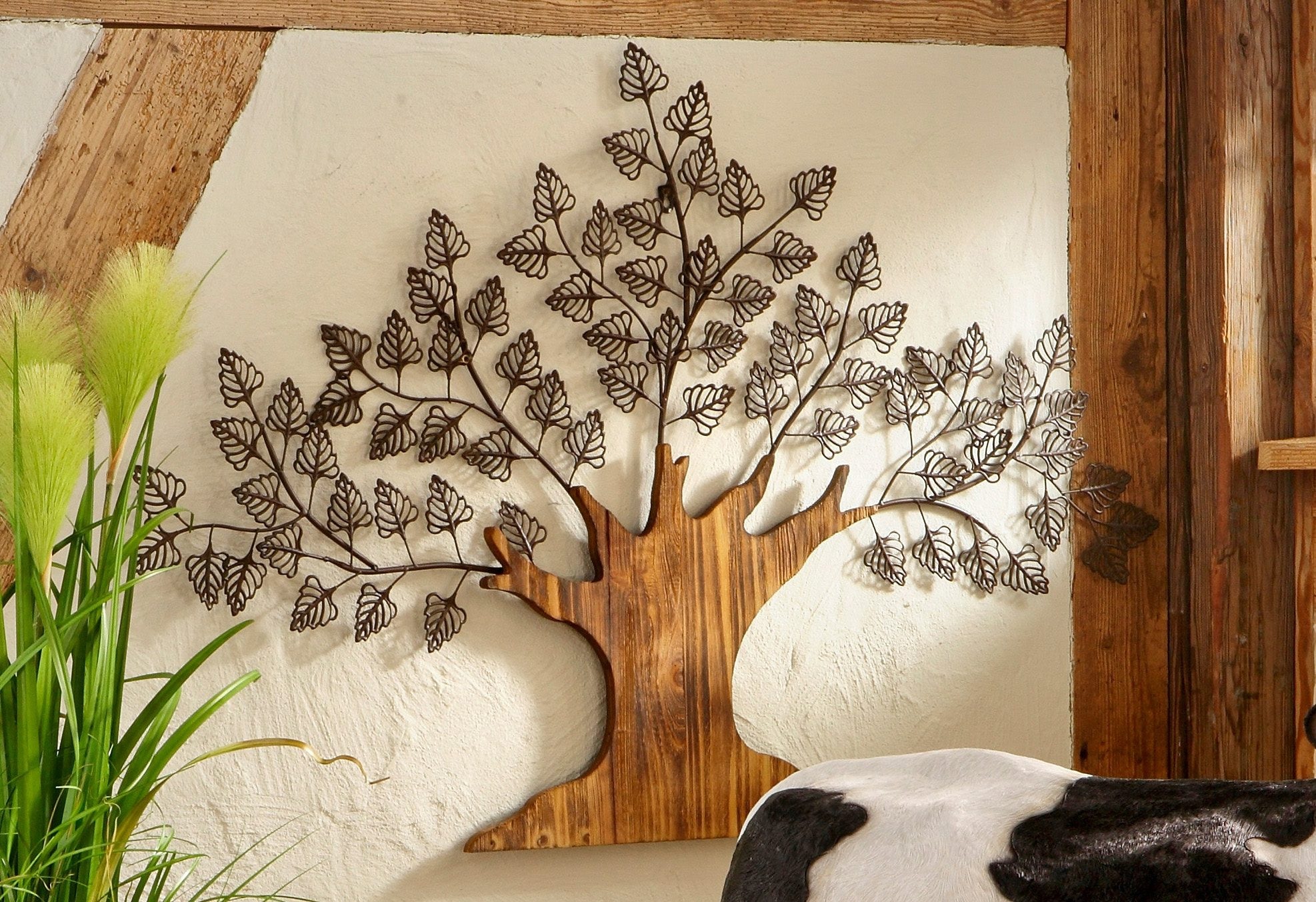 ♕ HOFMANN LIVING AND MORE Wanddekoobjekt »Baum«, Materialmix aus Metall und  Holz versandkostenfrei auf