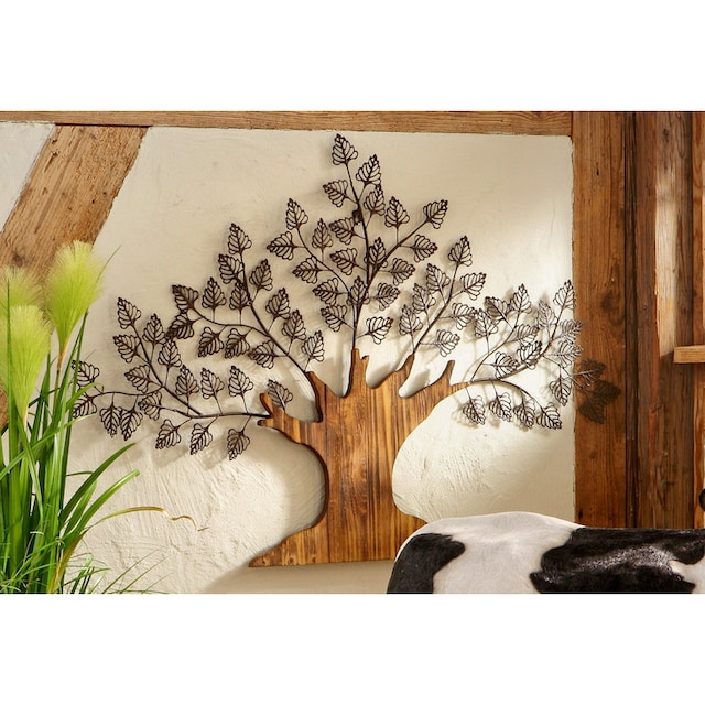 ♕ HOFMANN LIVING AND MORE Wanddekoobjekt »Baum«, Materialmix aus Metall und  Holz versandkostenfrei auf