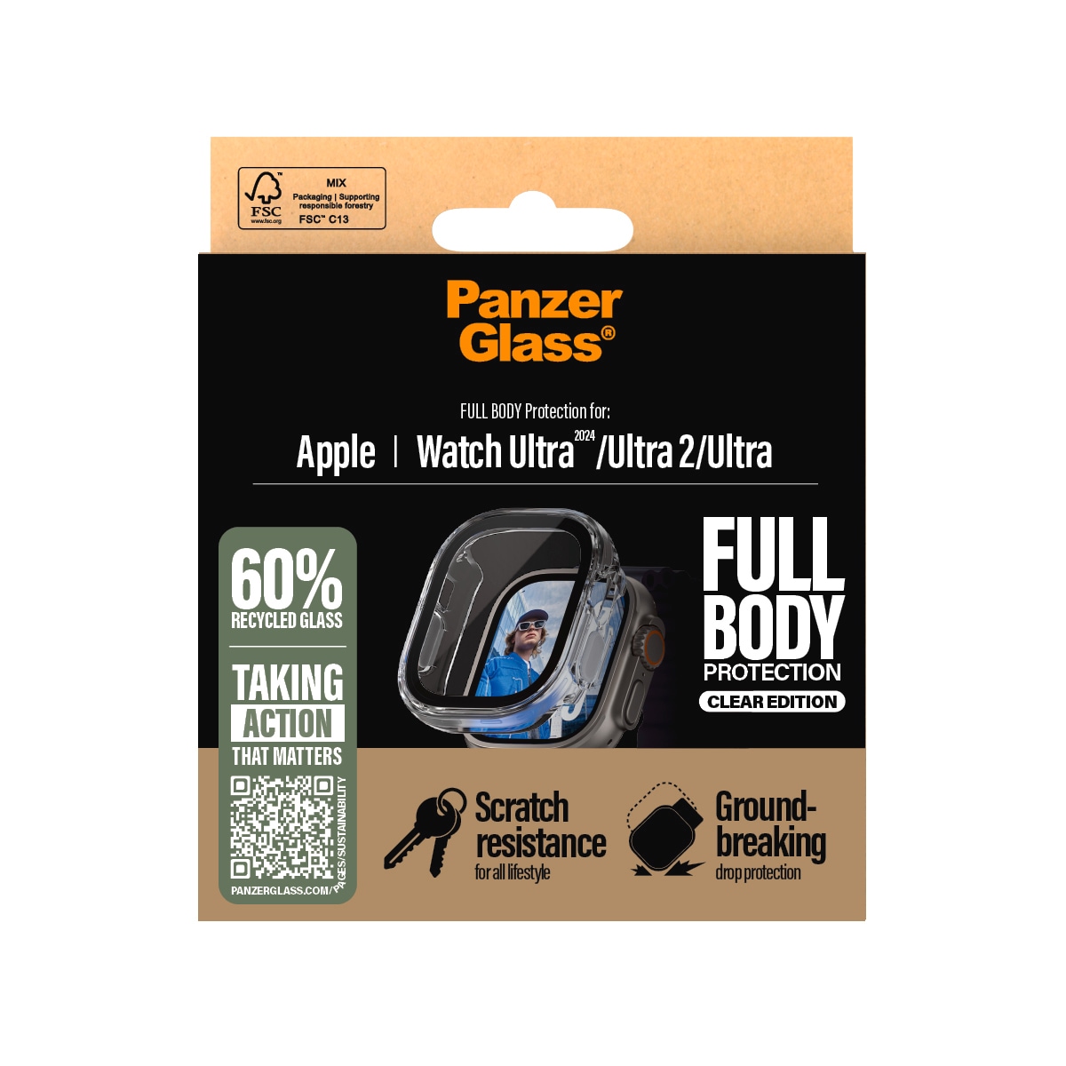 CARE by PanzerGlass Displayschutzglas »Full Body Protection«, für Apple Watch Ultra-Apple Watch Ultra 2, Displayschutzfolie, Schutzfolie, Bildschirmschutz, kratz- & stossfest