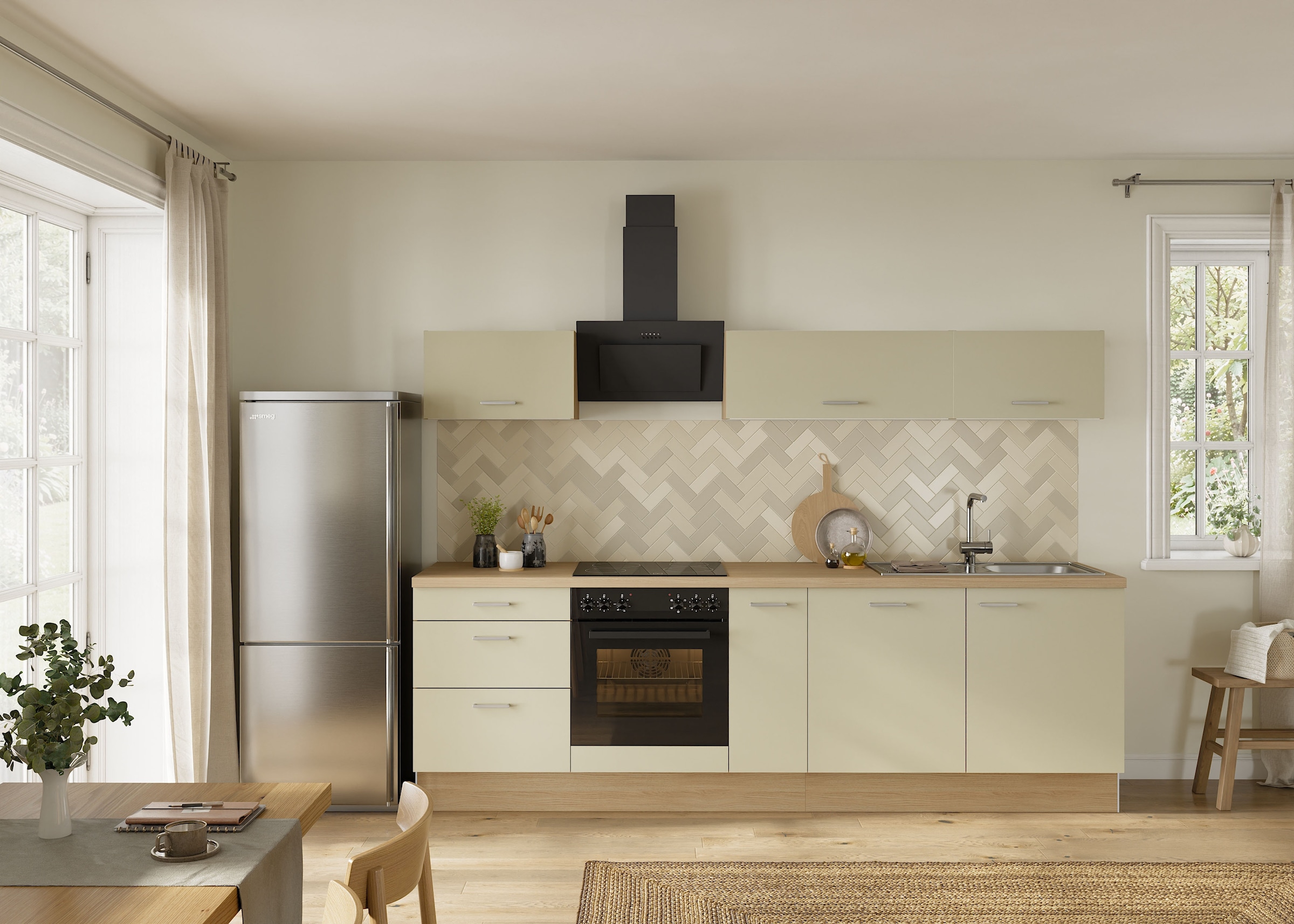 KOCHSTATION Kitchenette »KS-Sion« largeur 270 cm, montage rapide avec OPTIsnap, option appareils E