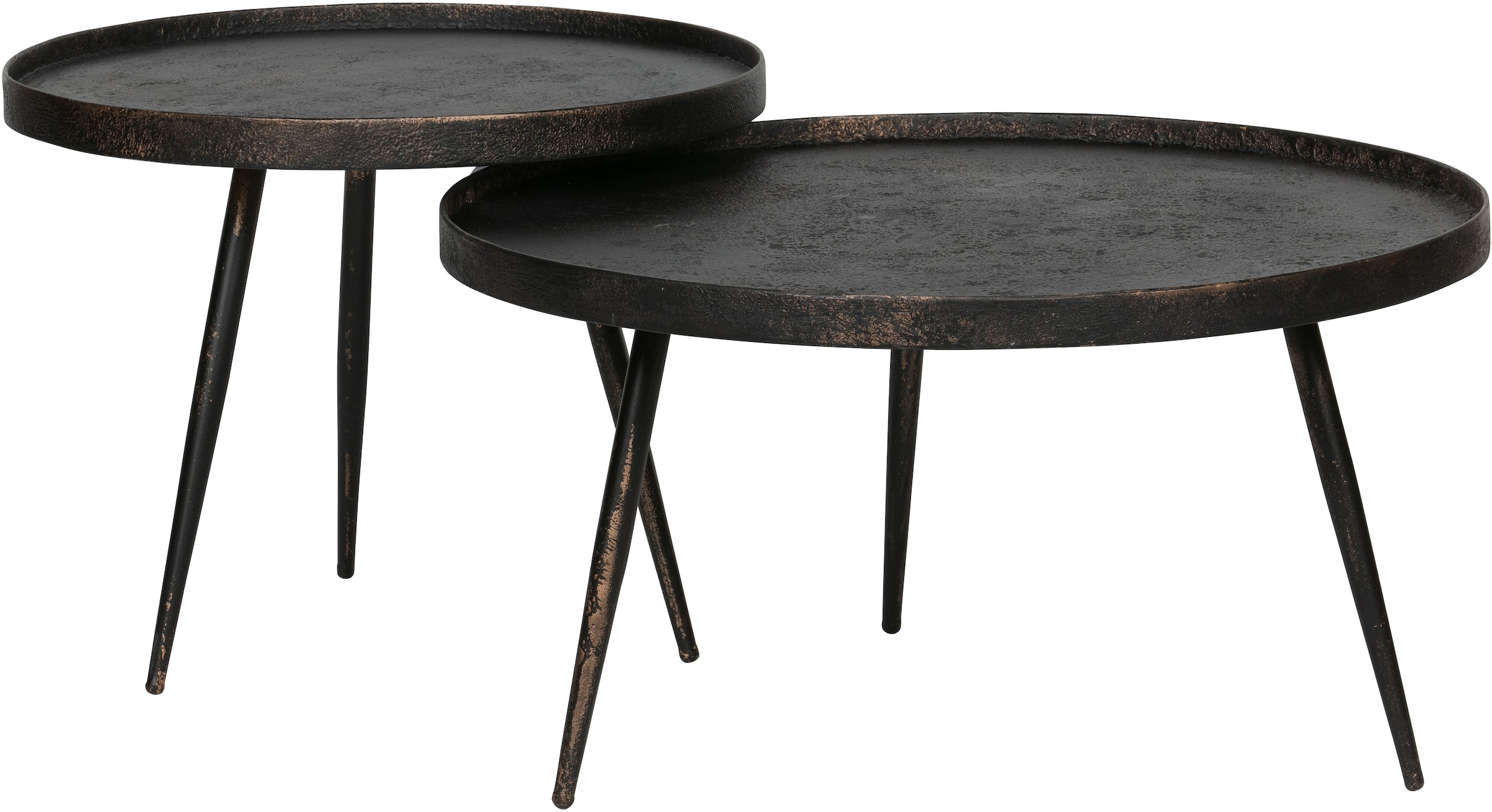 WOOOD Beistelltisch »Bounds breiter Ausführung mit Multiplex-Zinkbeschichtung Ø 76 x 40 cm« 4 cm Randerhöhung, Metallbeine Höhe 36 cm, Tragkraft 20 kg