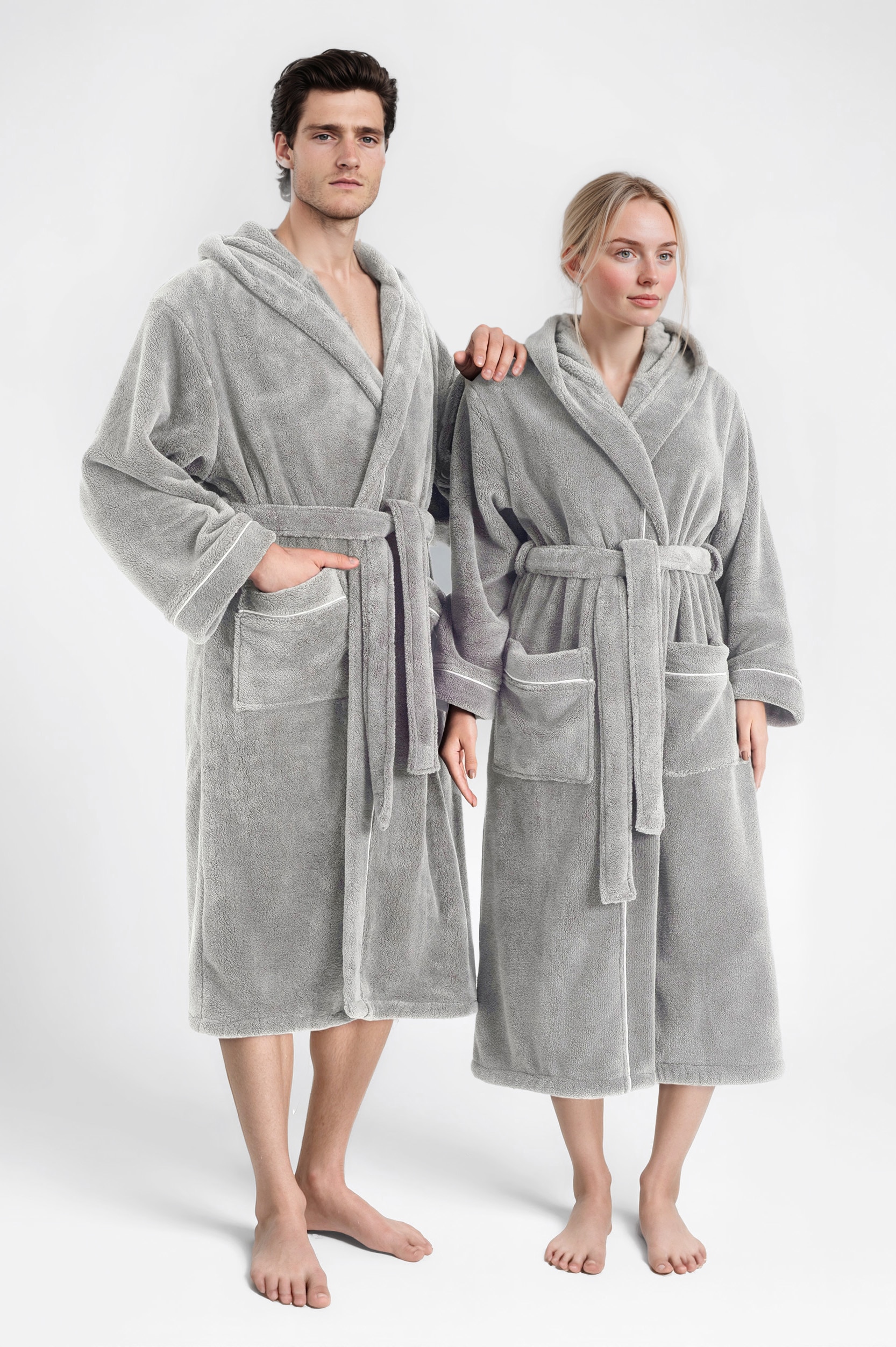 my home Unisex-Bademantel »Lillou, ideal für Sauna & Spa, Hotelbademantel, Morgenmantel« 1 Stk. kuschelig weicher Fleece, plüsch, für Damen und Herren, XS-3XL