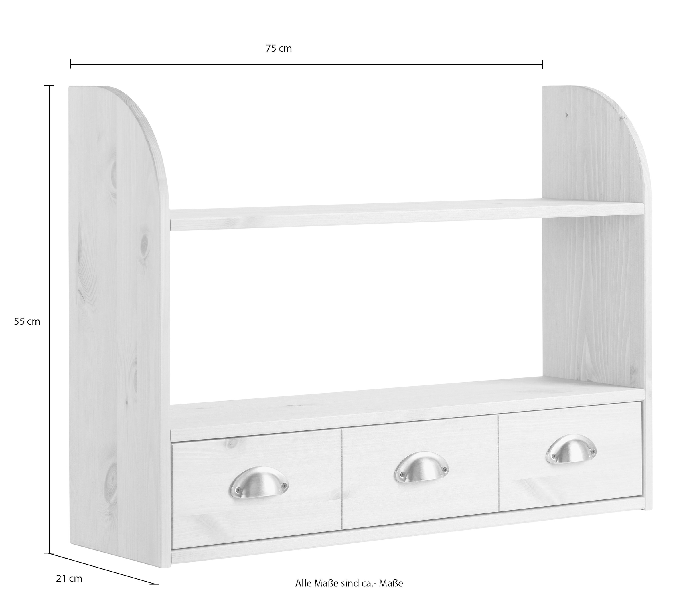 Home affaire Hängeregal massiver günstig »Oslo«, cm 1 Metallgriffe Schublade, breit, breite aus kaufen 75 Kiefer