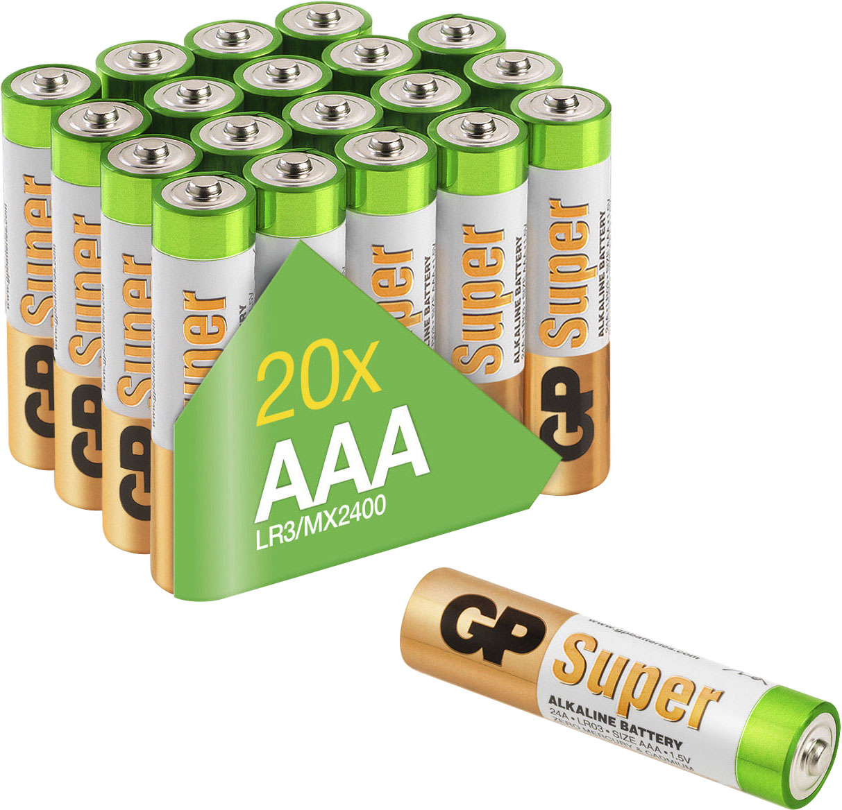 GP Batteries Batterie »20er Pack Super Alkaline AAA«, 1,5 V, (Set, 20 St.)