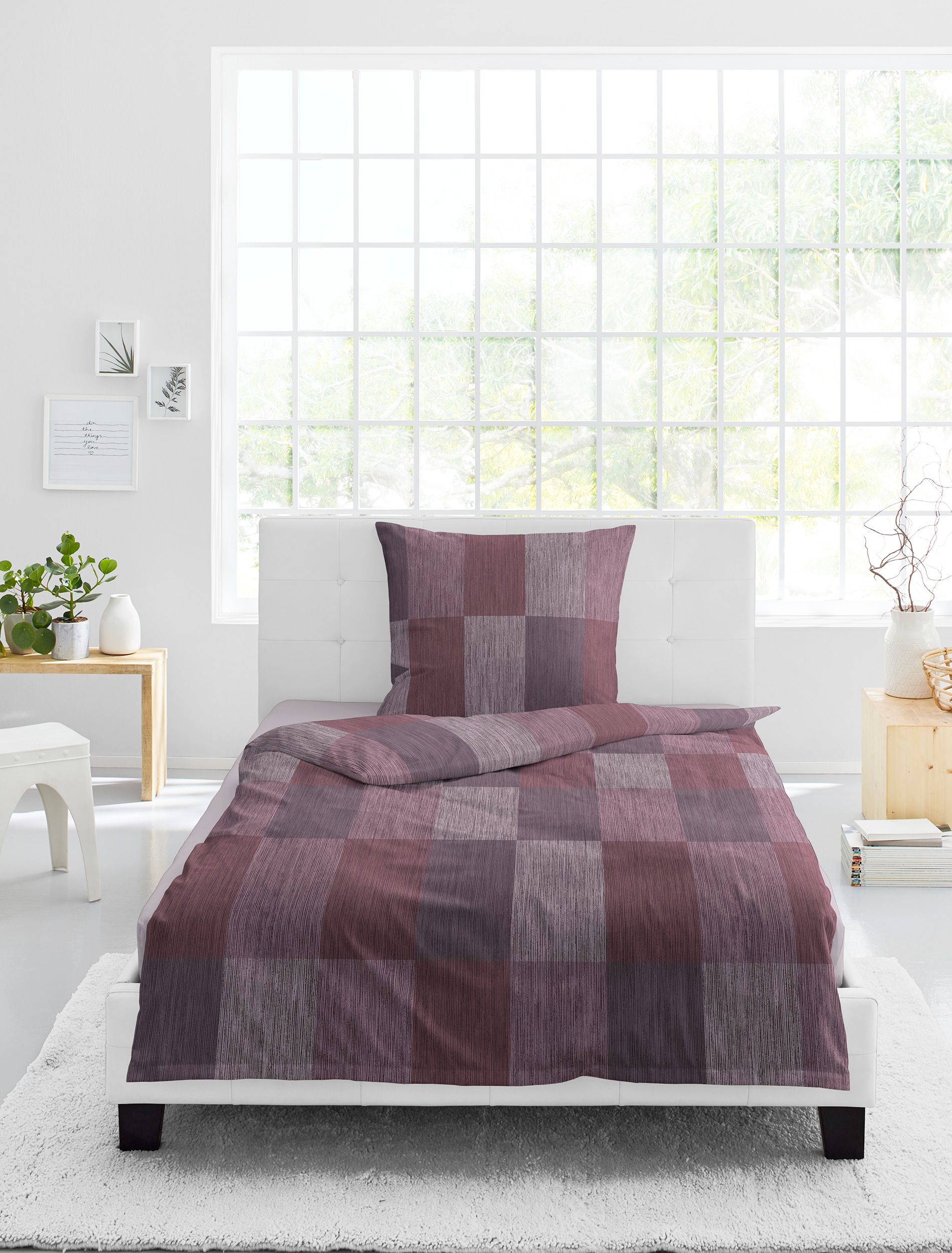 BIERBAUM Bettwäsche »Bettwäsche 4142« 2 Stk. Mako-Satin, 100  % Baumwolle, pflegeleicht, seidig glänzend