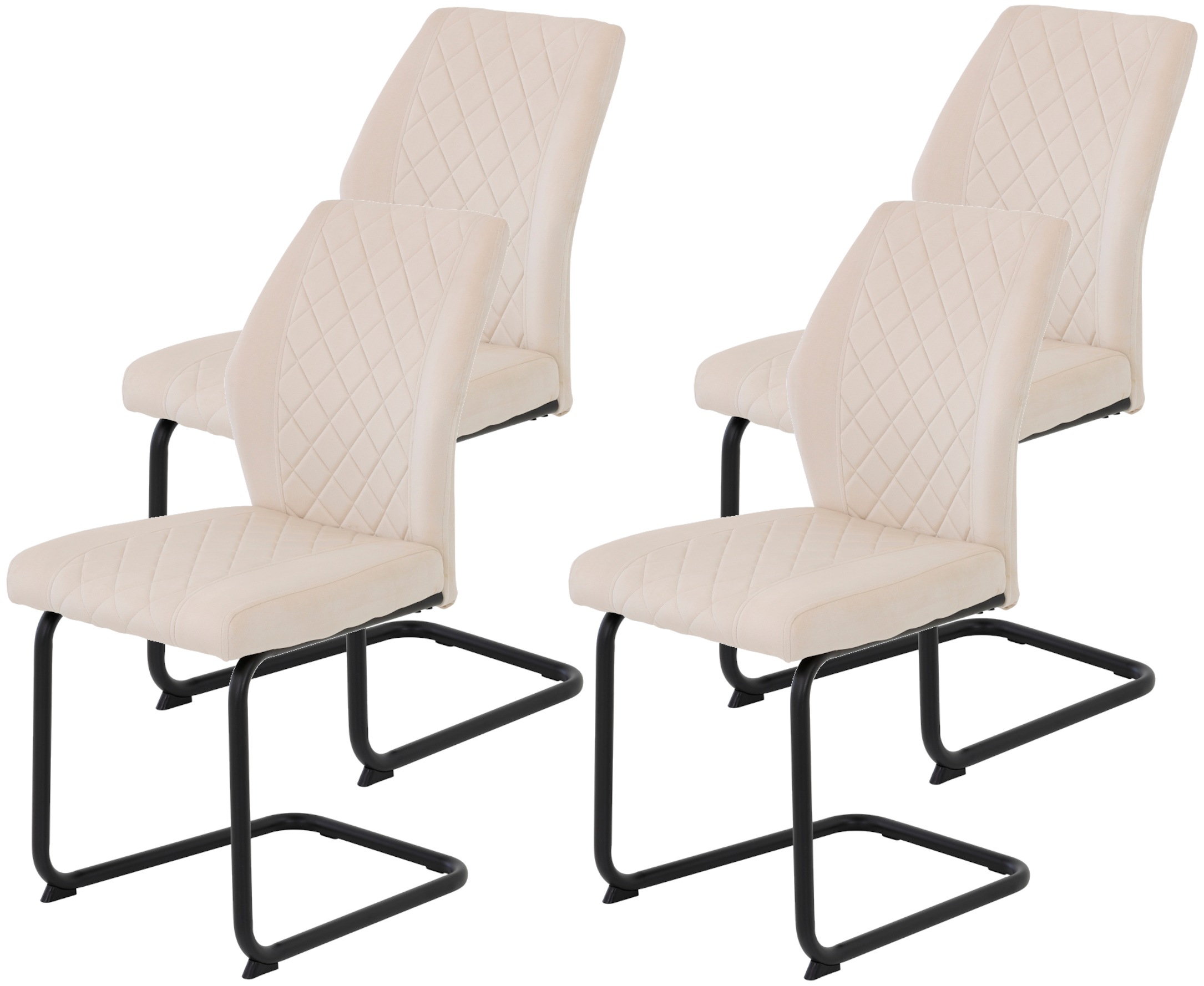 Image of HELA Freischwinger "Freischwinger DALLAS 140kg belastbar, mit Rautensteppung" (Set) 4 Stk.Esszimmerstuhl, Rücken und Sitz ergonomisch gepolstert