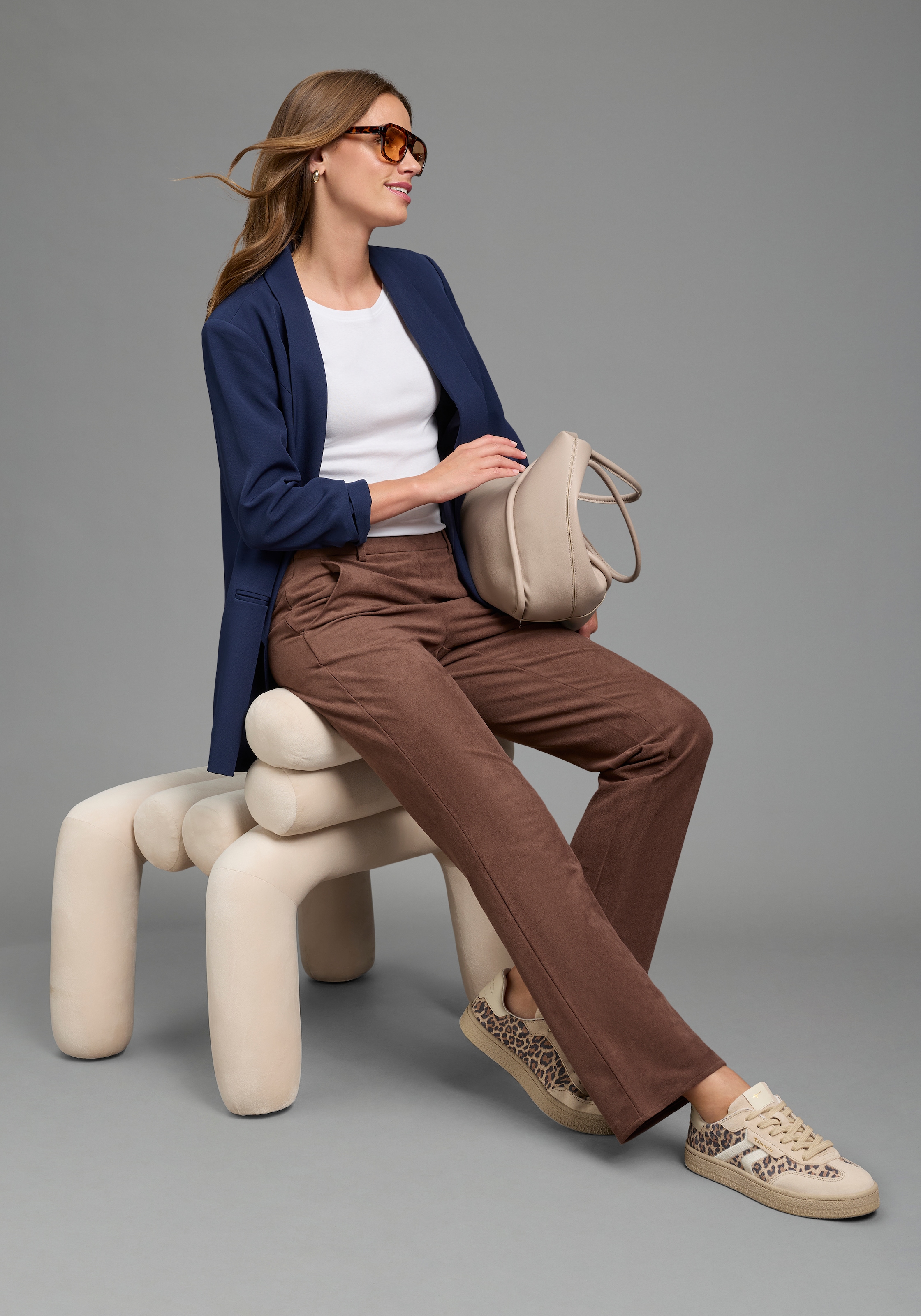 Laura Scott Lederimitathose  Bootcut-Passform, normale Leibhöhe, femininer Stil