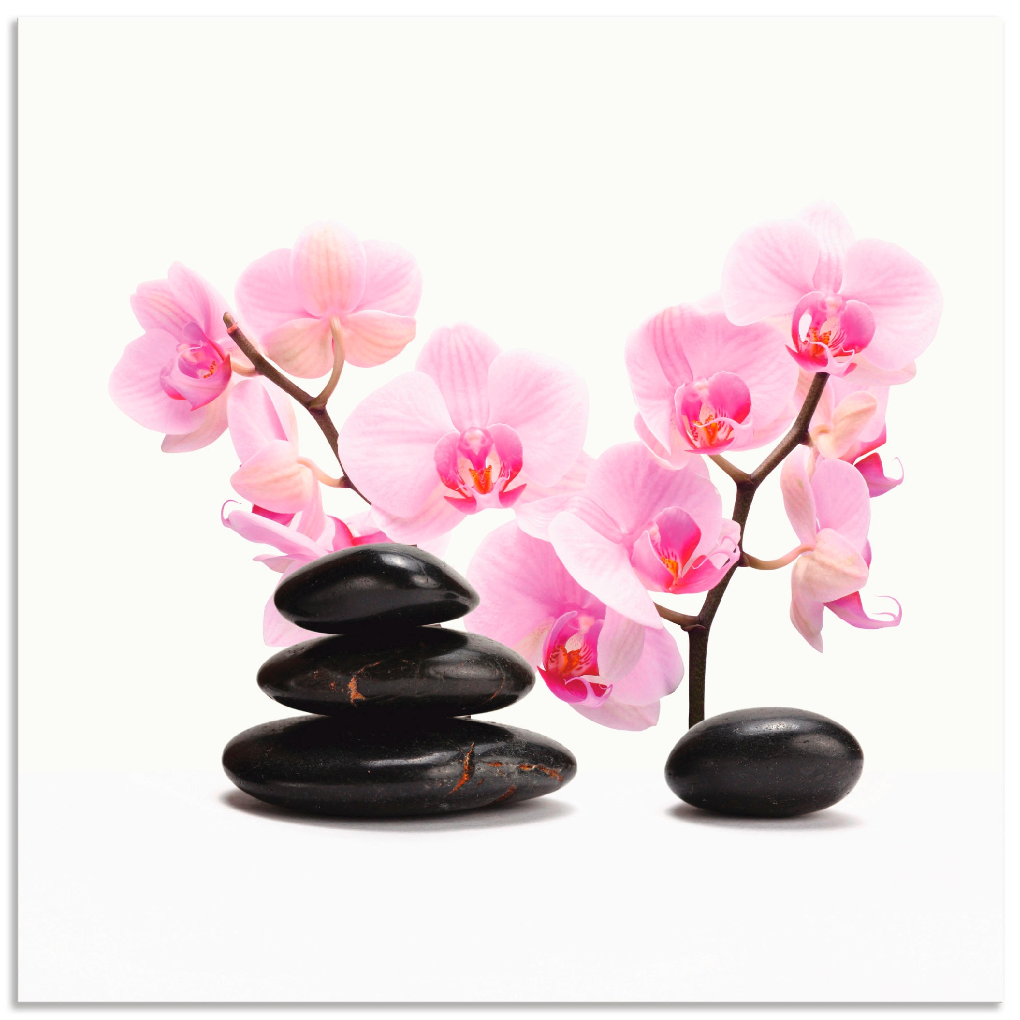 Image of Artland Leinwandbild "Schwarze Steine und pink Orchidee" Zen 1 Stk. tlg. auf Holzrahmen gespannt