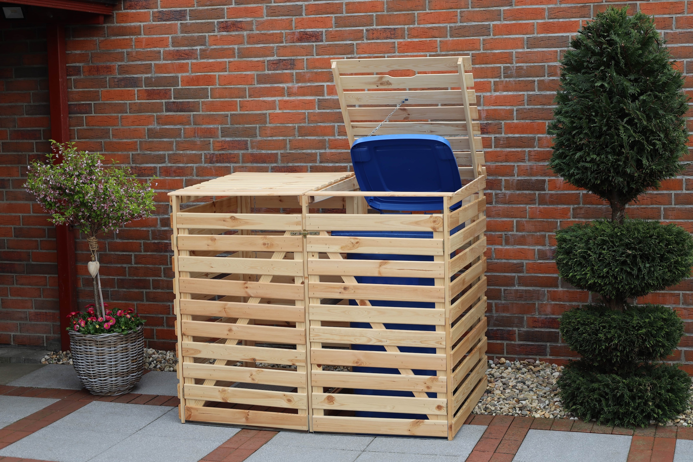 promadino Coffre à poubelles »Vario V« pour 2 x 240 l, couleur bois