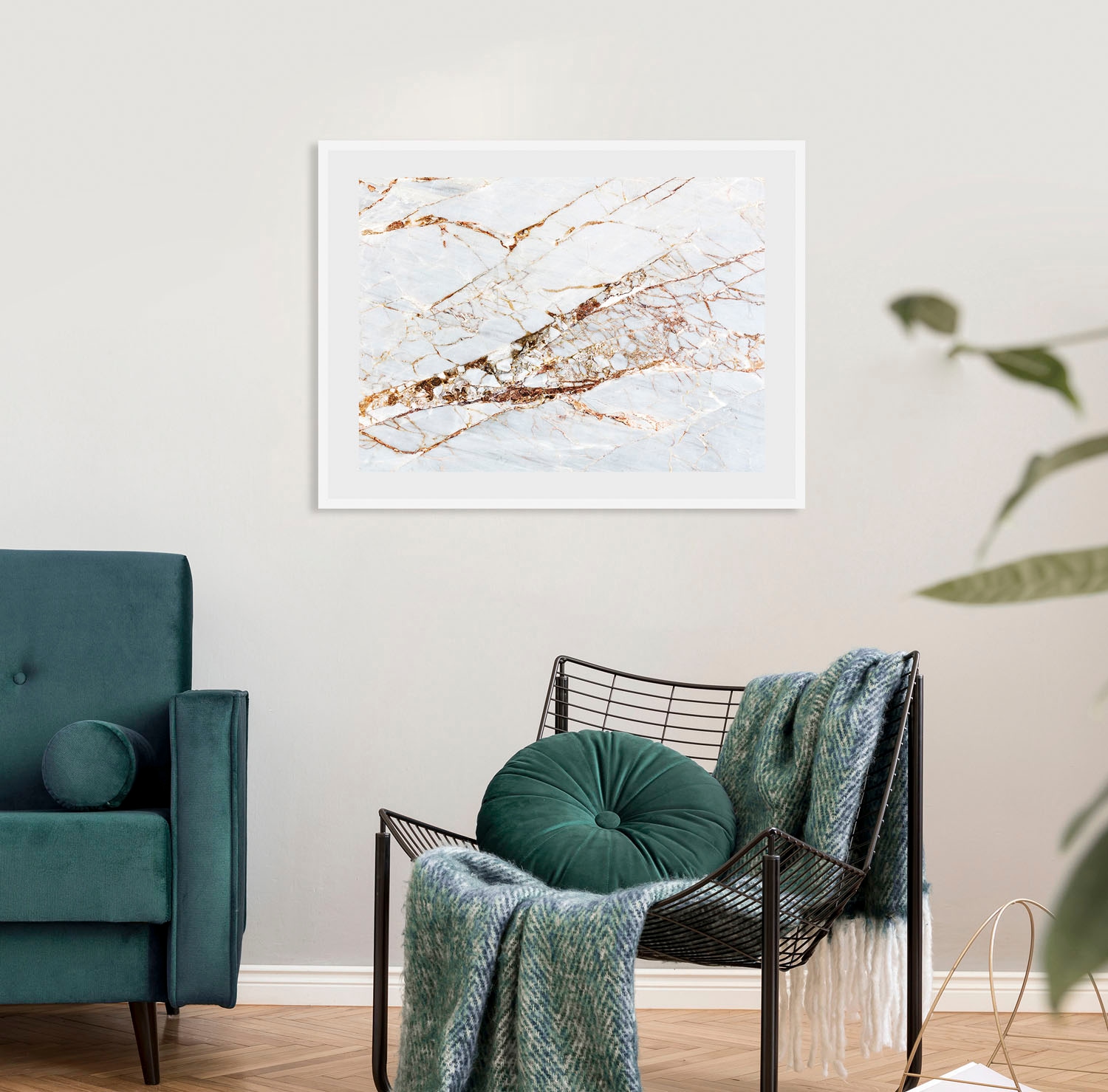 Image of queence Bild "Vera" Abstrakt Gemälde Kunst Marmor 1 Stk. tlg. HD Premium Poster-Druck inkl. Holzrahmen
