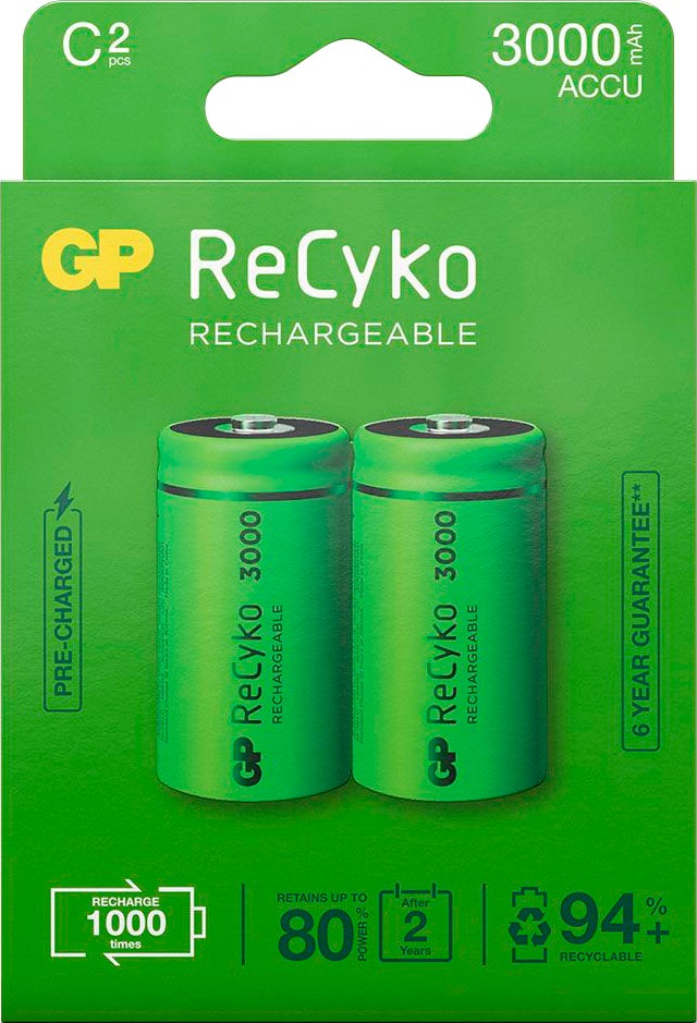 Image of GP Batteries Akku »C Baby Akku GP NiMH 3000 mAh ReCyko 1,2V 2 Stück«, C bei Ackermann Versand Schweiz