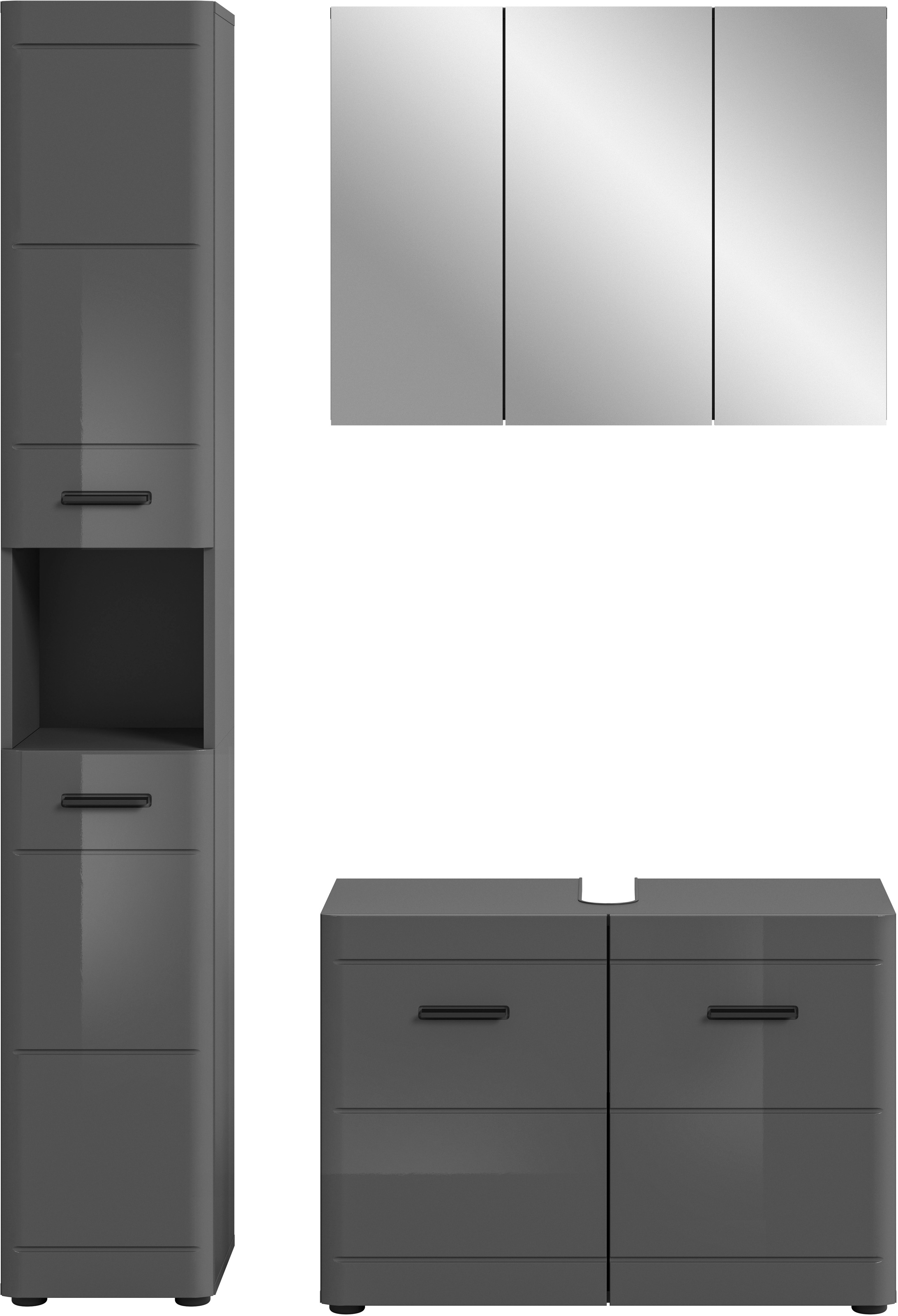 welltime Badmöbel-Set »Doux, bestehend aus: Hochschrank, Waschbeckenunterschrank,« 3 Stk. tlg.