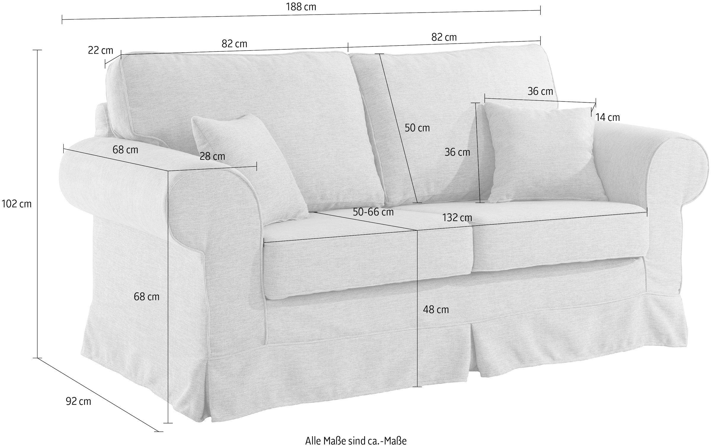 Home affaire 2-Sitzer »Shadmoor«, Hussenoptik, in uni oder mit Blumendruck