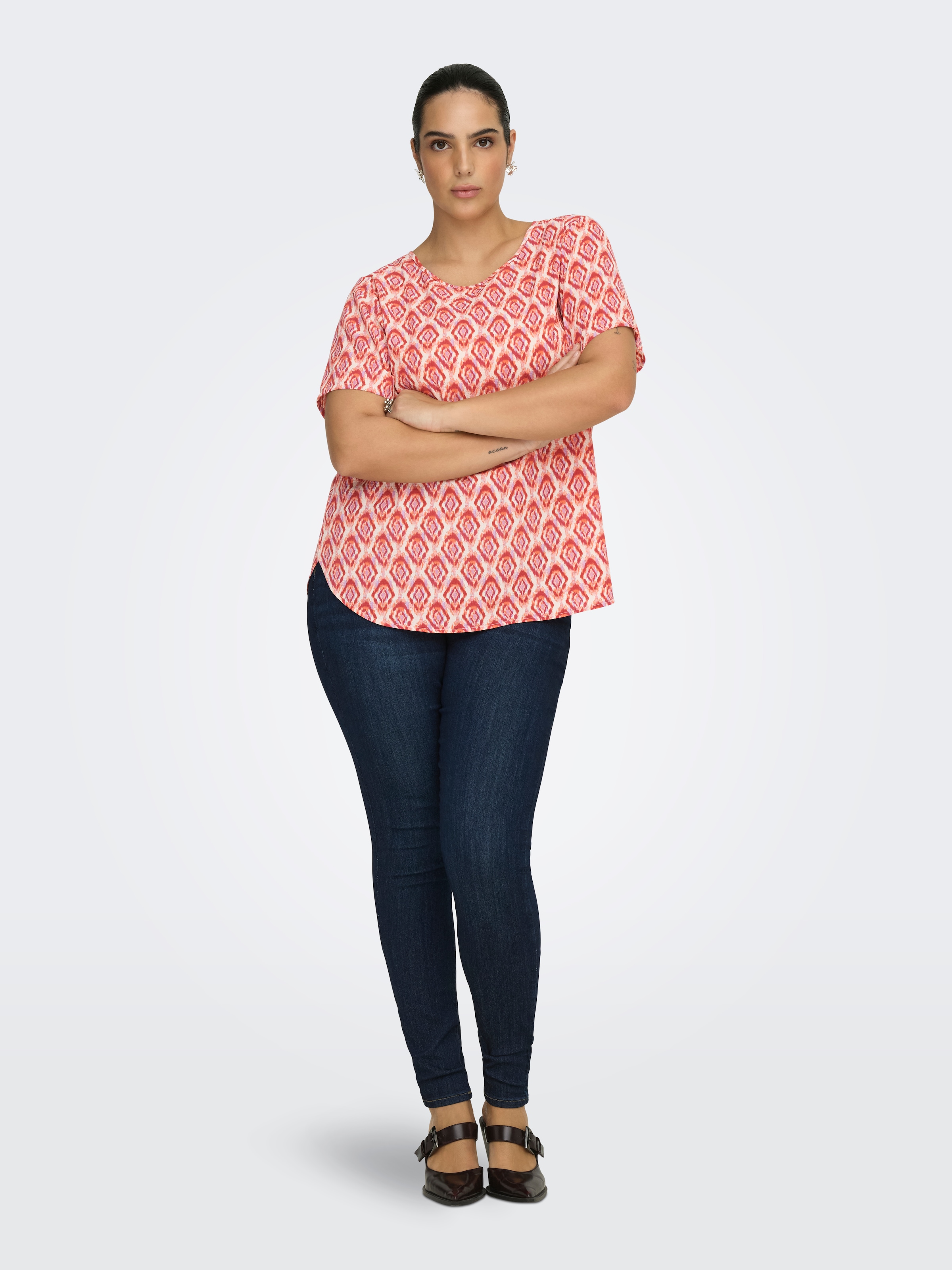 ONLY CARMAKOMA Shirtbluse »CARVICA SS TOP WVN NOOS« Materialmix, regular fit