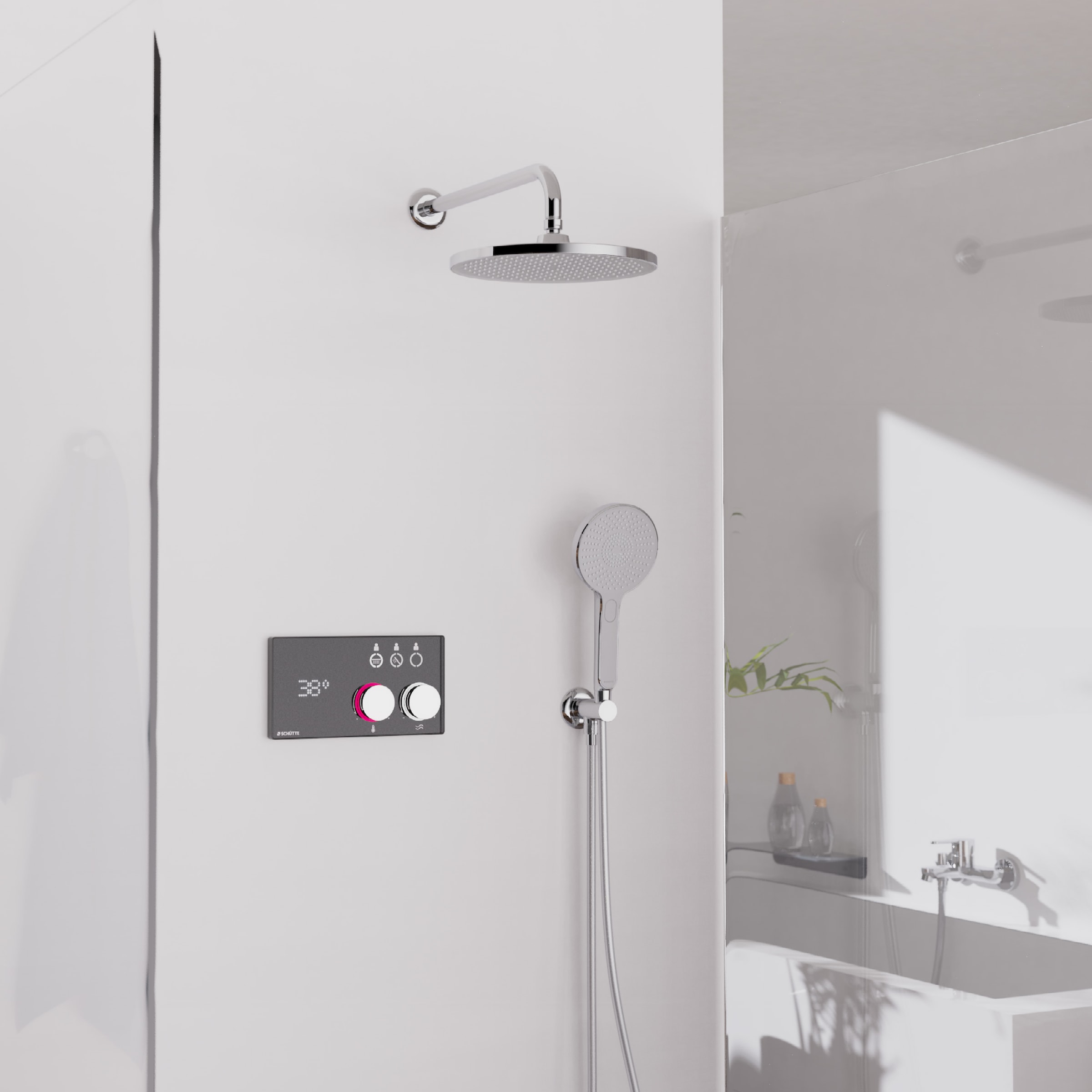 Schütte Duschsystem »AQUADOT« Überkopfbrauseset mit digitalem Duschsystem