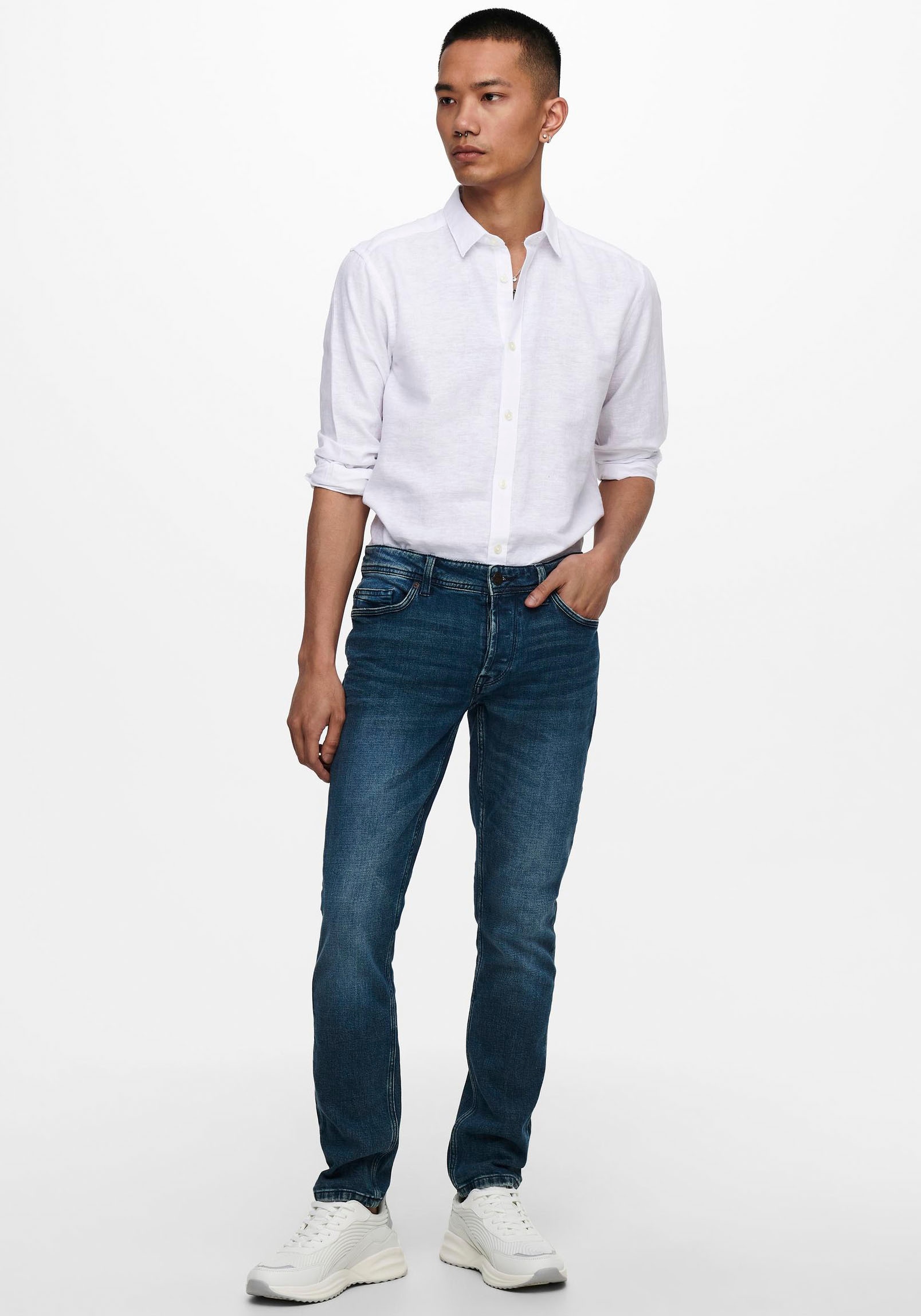 ONLY & SONS Langarmhemd »ONSCAIDEN LS SOLID LINEN SHIRT NOOS«