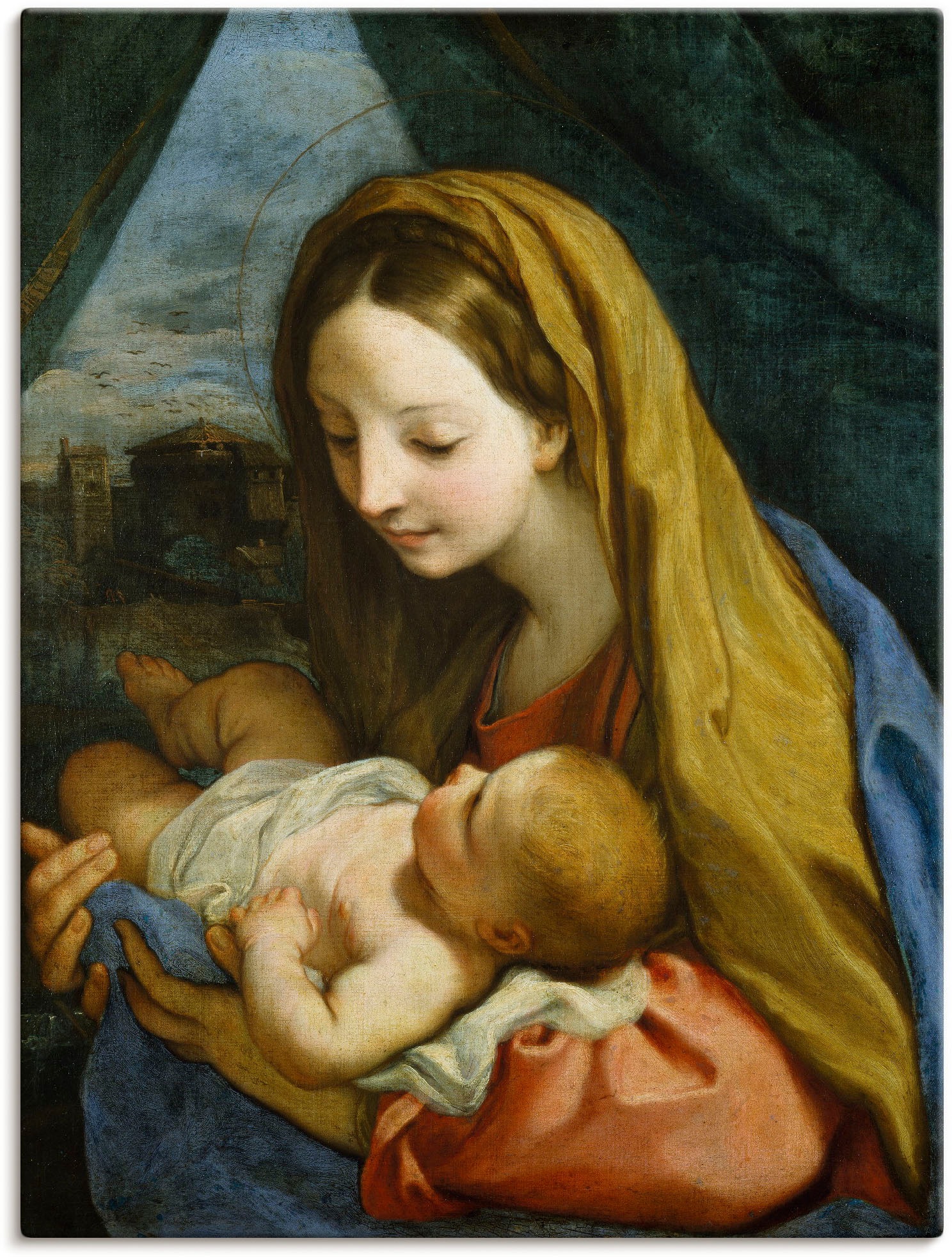 Image of Artland Leinwandbild "Maria mit dem Kind. Um 1660" Religion 1 Stk. tlg. auf Holzrahmen gespannt
