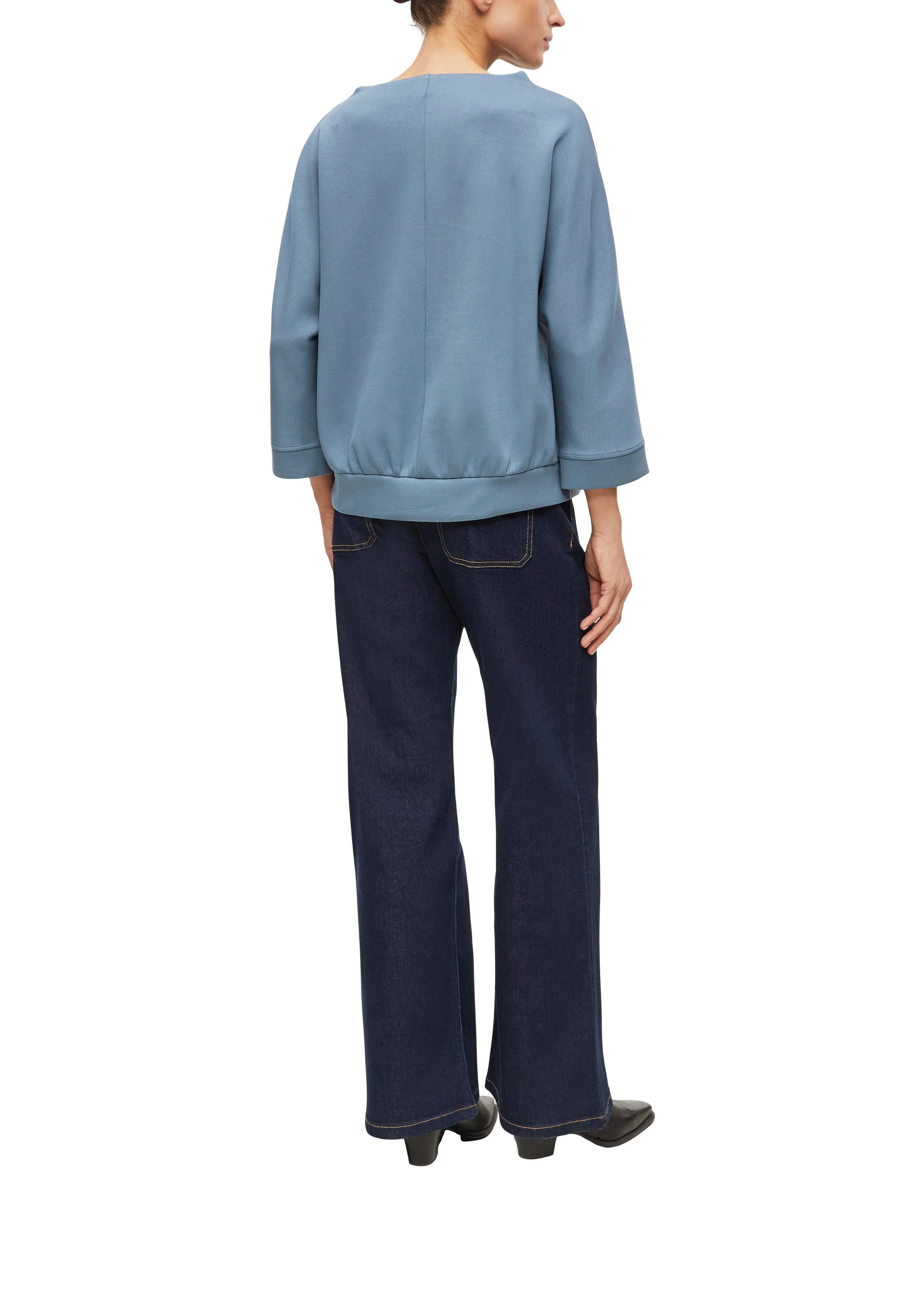 s.Oliver BLACK LABEL Sweat-shirt long , Shirt mit Wasserfallkragen und 3/4-Arm
