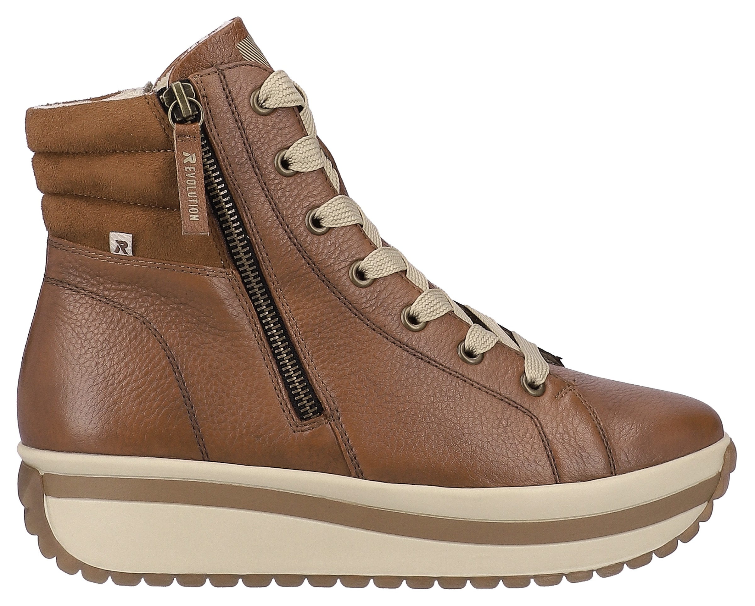 Rieker EVOLUTION Schnürboots, Plateaustiefelette, High Top Sneaker mit zwei Reissverschlüsse