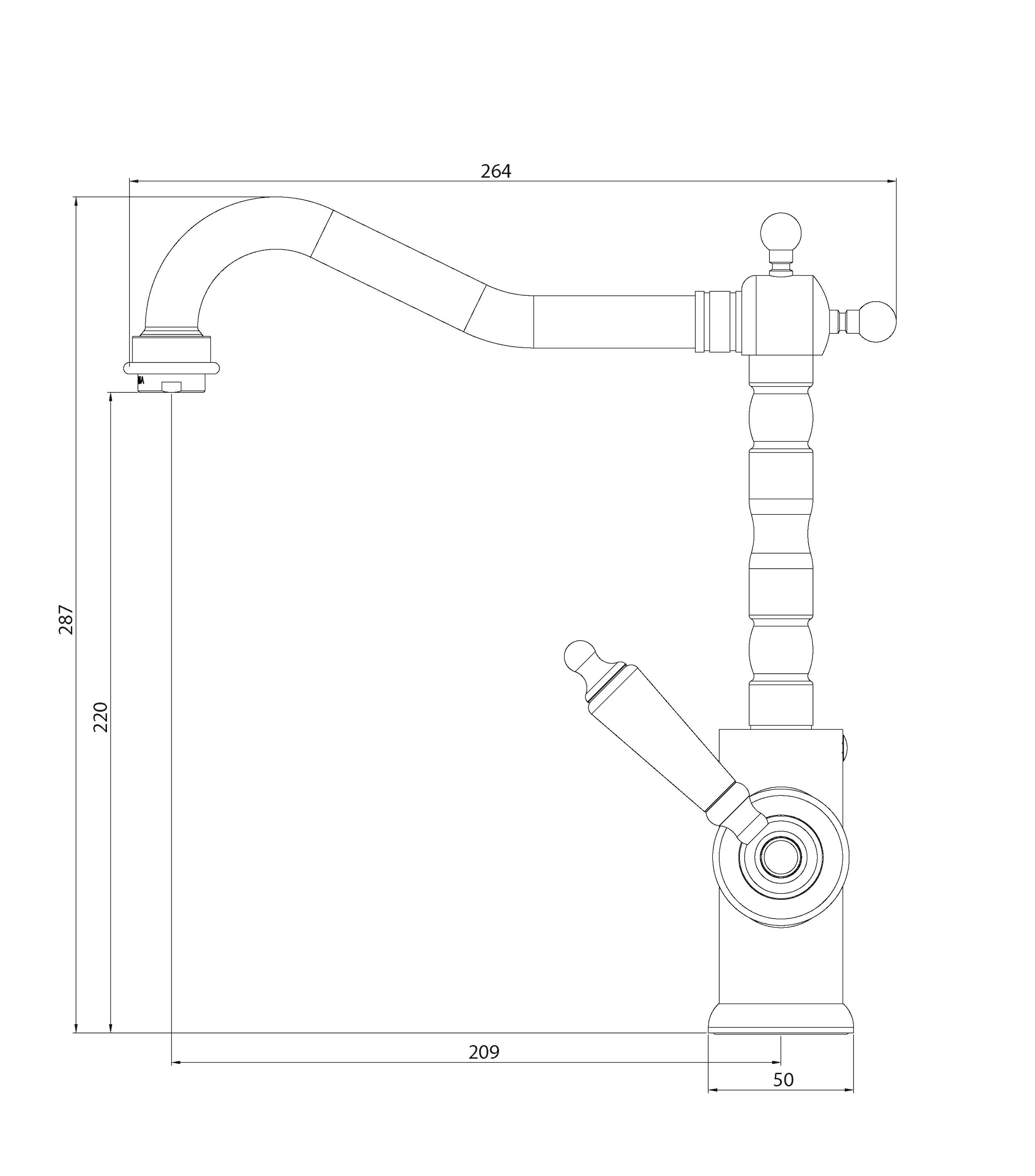 Schütte Robinet d'évier »Old Style« robinet de cuisine style rétro, mitigeur pivotant à 360°