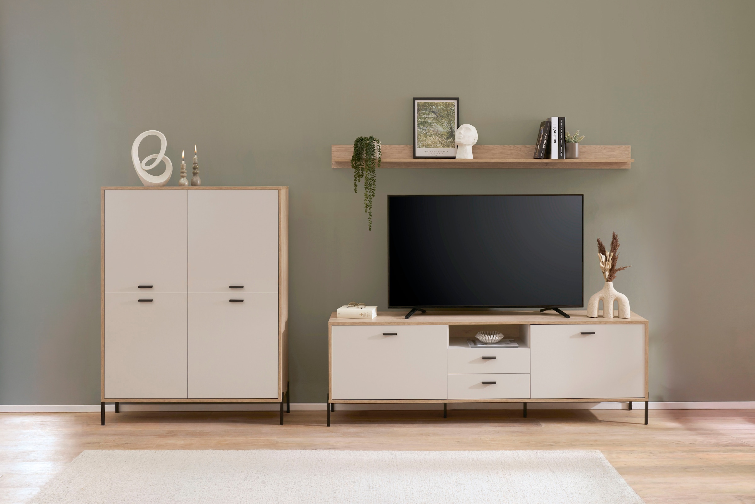 Home affaire Wohnwand »Fredericia, moderne Anbauwand, Komplettset in Kaschmir« Set, 3 Stk. tlg.