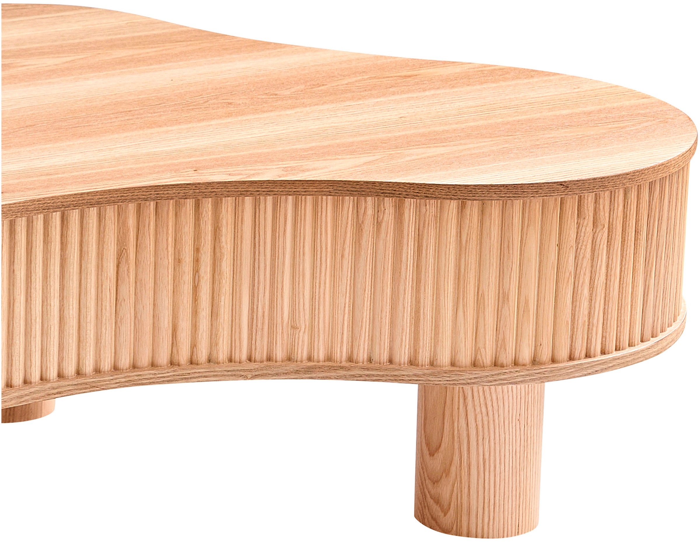 SalesFever Couchtisch »Wohnzimmertisch organisch mit Massivholz-Lamellen 115 x 75 cm« 1 Stk. tlg. Stilvoller & moderner Holztisch mit Echtholzfurnier