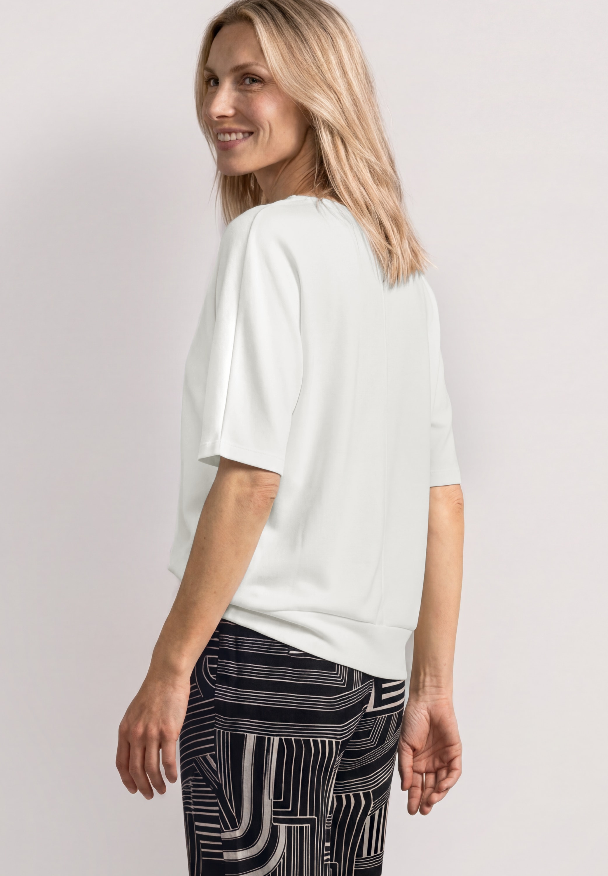 STREET ONE Shirt à col rond t-shirt d'été avec encolure bateau et taille élastique