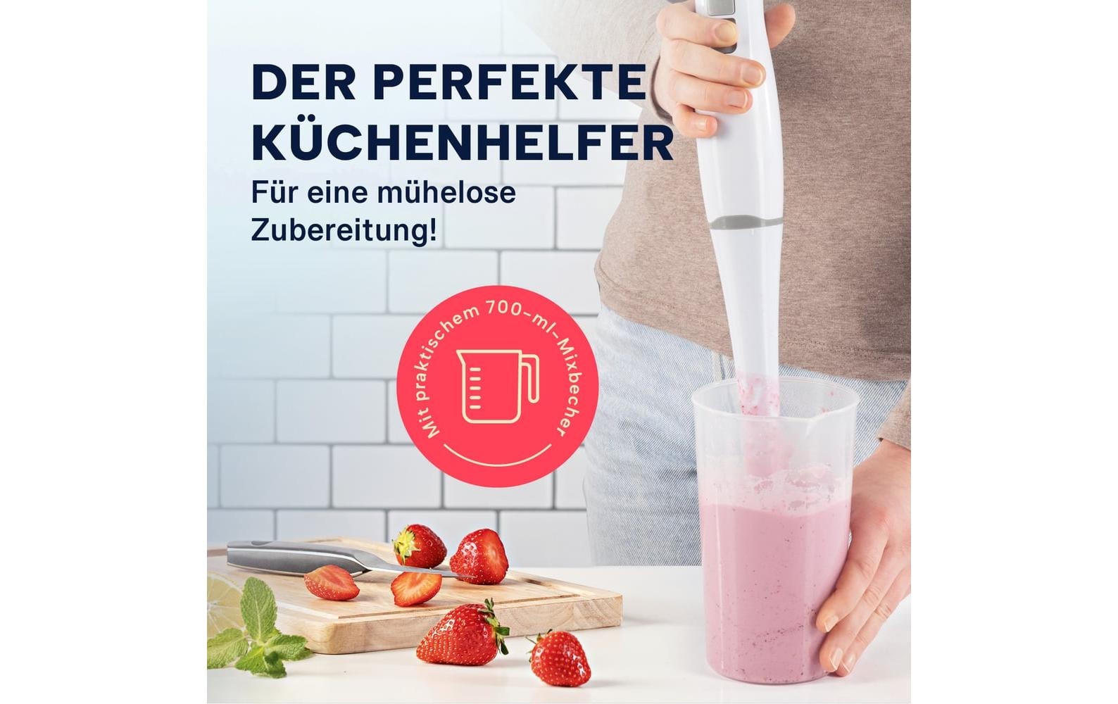 GOURMETmaxx Mixeur plongeant »13767 Weiss« 400 W Kraftvoller Stabmixer