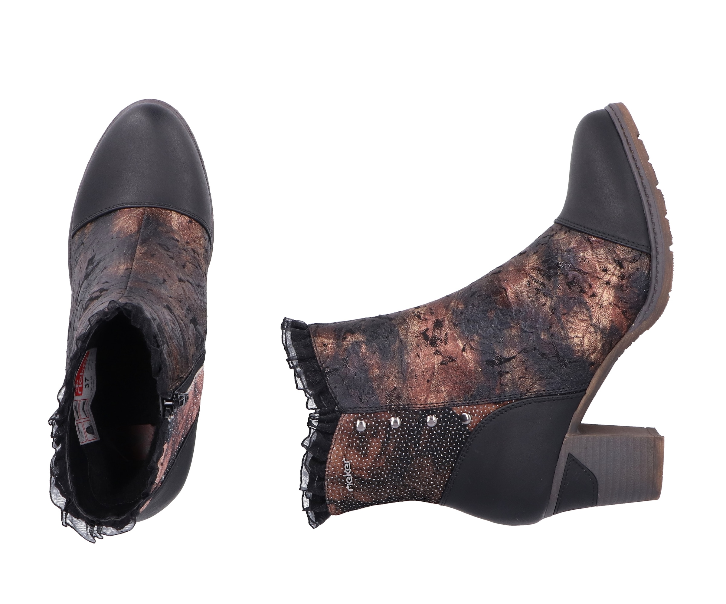 Rieker Stiefelette  Trachtenstiefelette, Festtagsstiefelette, Blockabsatz, mit Warmfutter