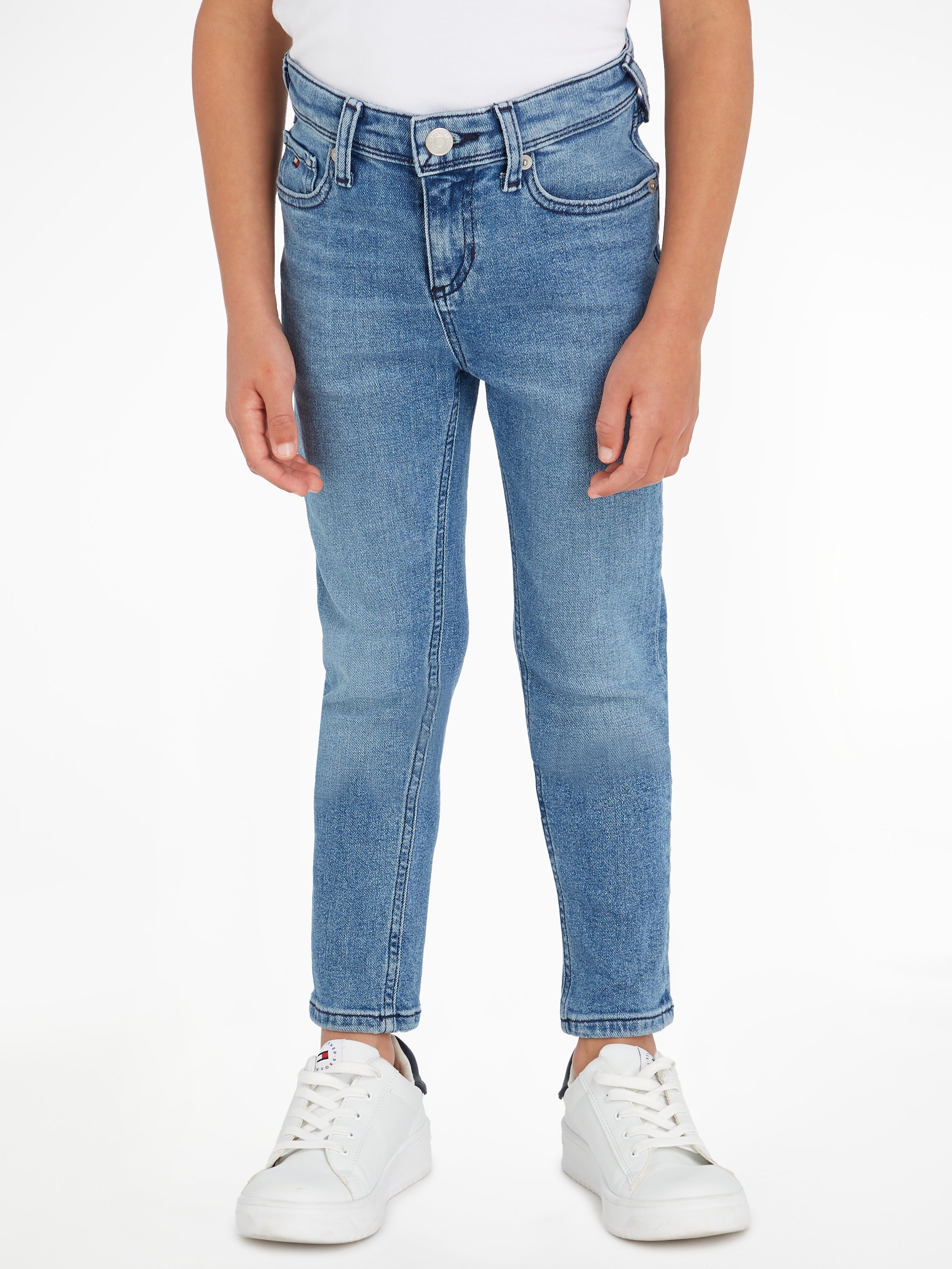 Tommy Hilfiger Stretch-Jeans »SCANTON Y MID BLUE«, mit Leder-Badge