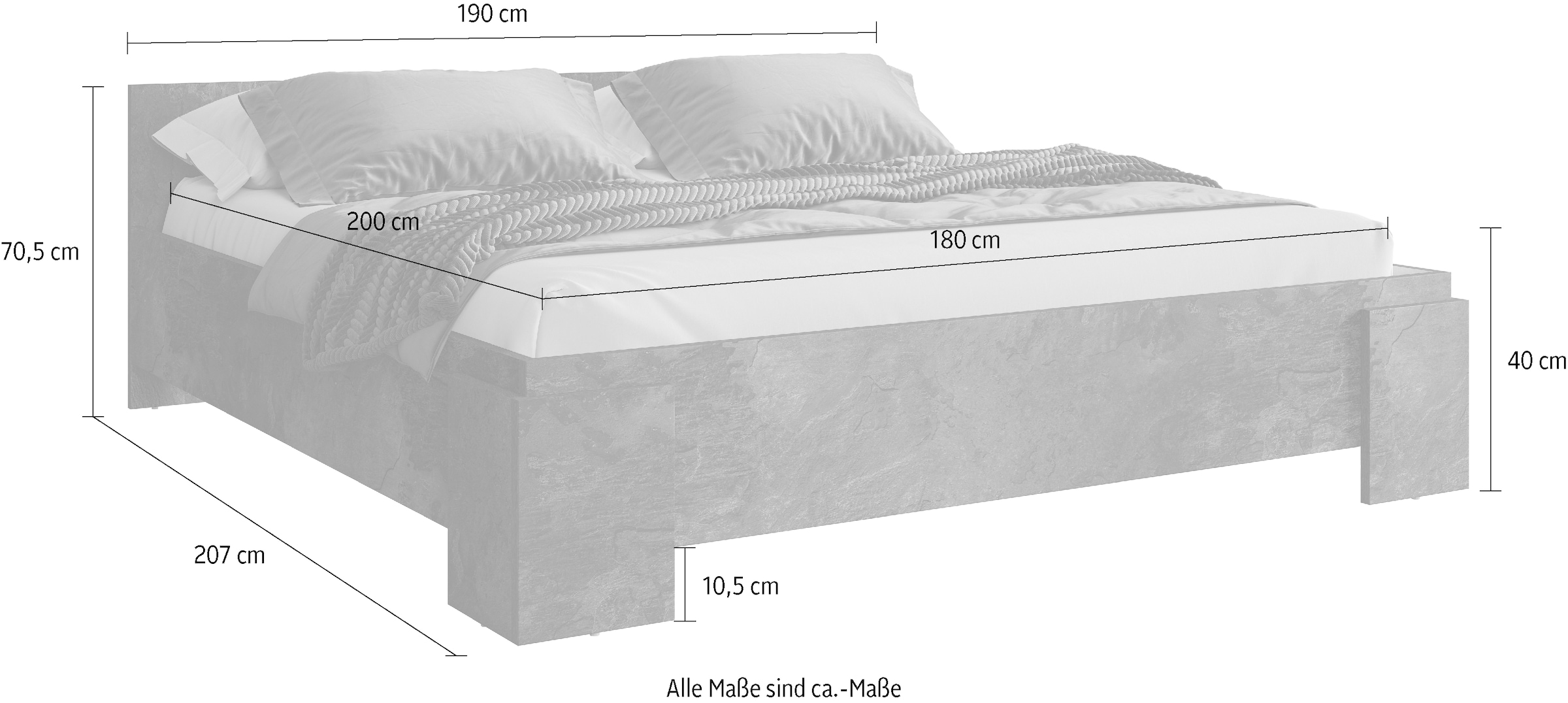 INOSIGN Bettgestell »India, FSC-zertifizierter Holzwerkstoff, Made in Europe«, Doppelbett 160x200 oder 180x200cm, weiss oder schieferfarben