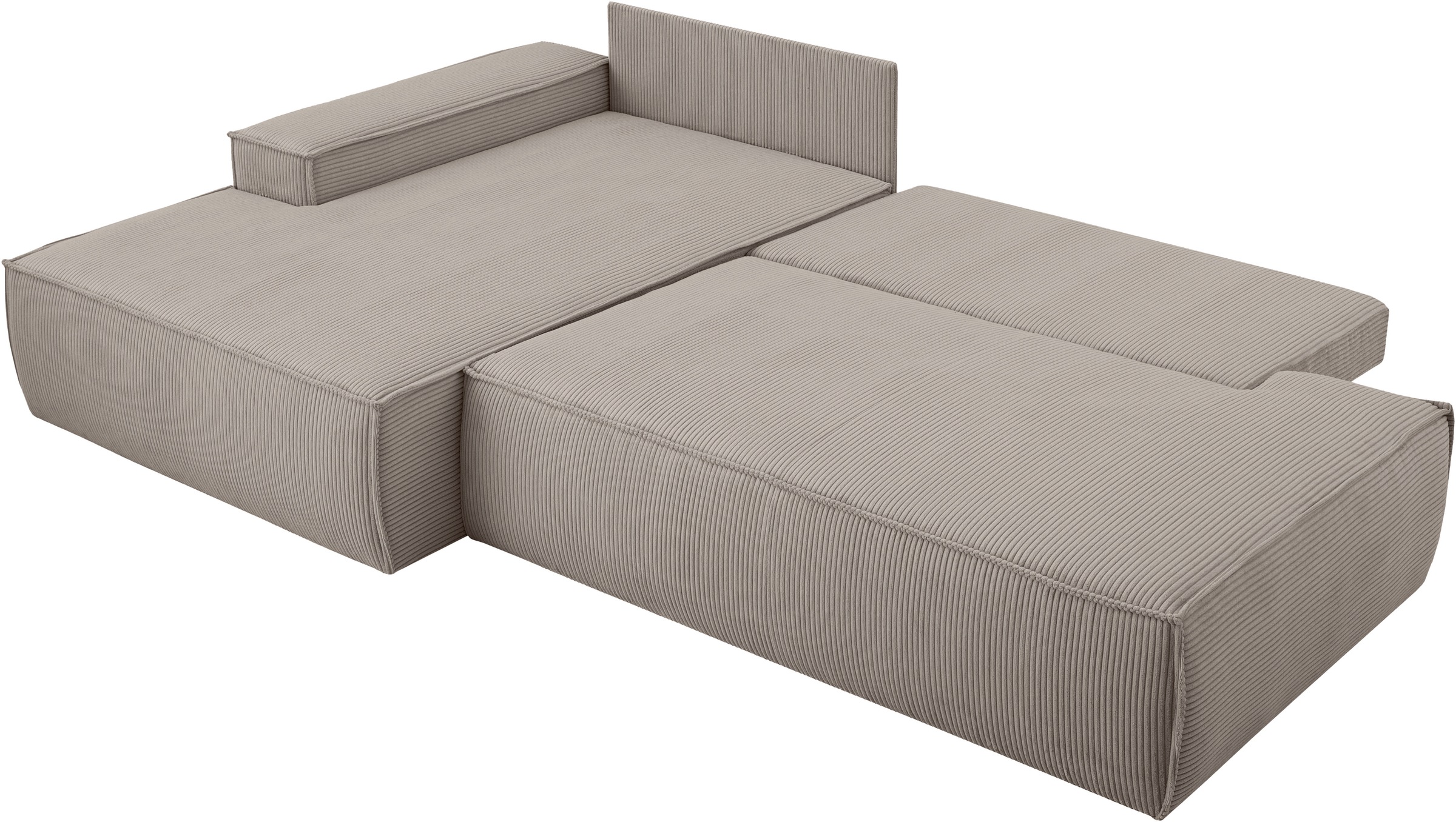 Home affaire Ecksofa »SHERWOOD, Schlafsofa in L-Form offen (275cm), Cord, Leinenoptik«, Schlaffunktion und Bettkasten, Kedernaht, hoher Sitz- & Liegekomfort