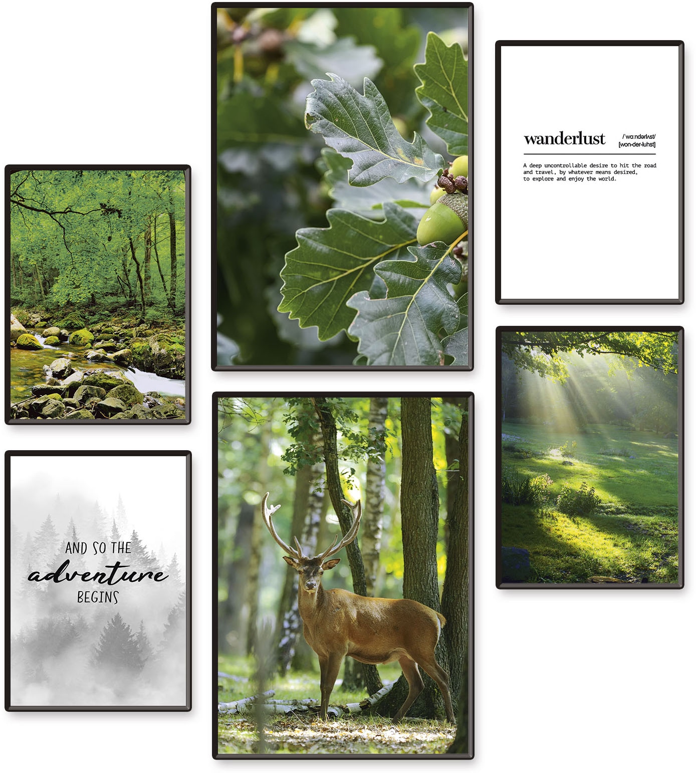 Image of Artland Poster "Abendteuer & Wanderlust" Wiesen & Baumbilder Set, 6 Stk. tlg. Bilder Set, 6tlg. 4xDIN A4 / 2xDIN A3, ohne Rahmen