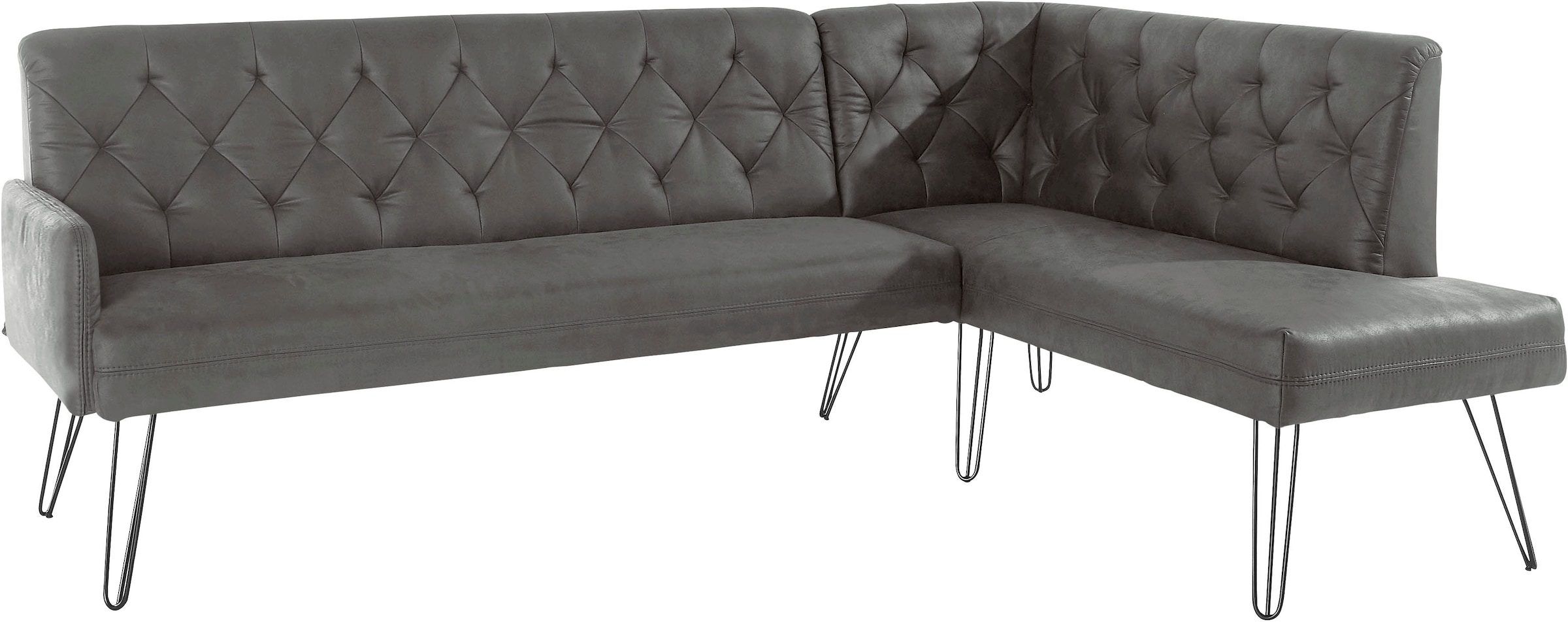exxpo - sofa fashion Eckbank »Doppio, Chesterfield Optik, komfortabel und bequem, hohe Designfüsse«, Frei im Raum stellbar