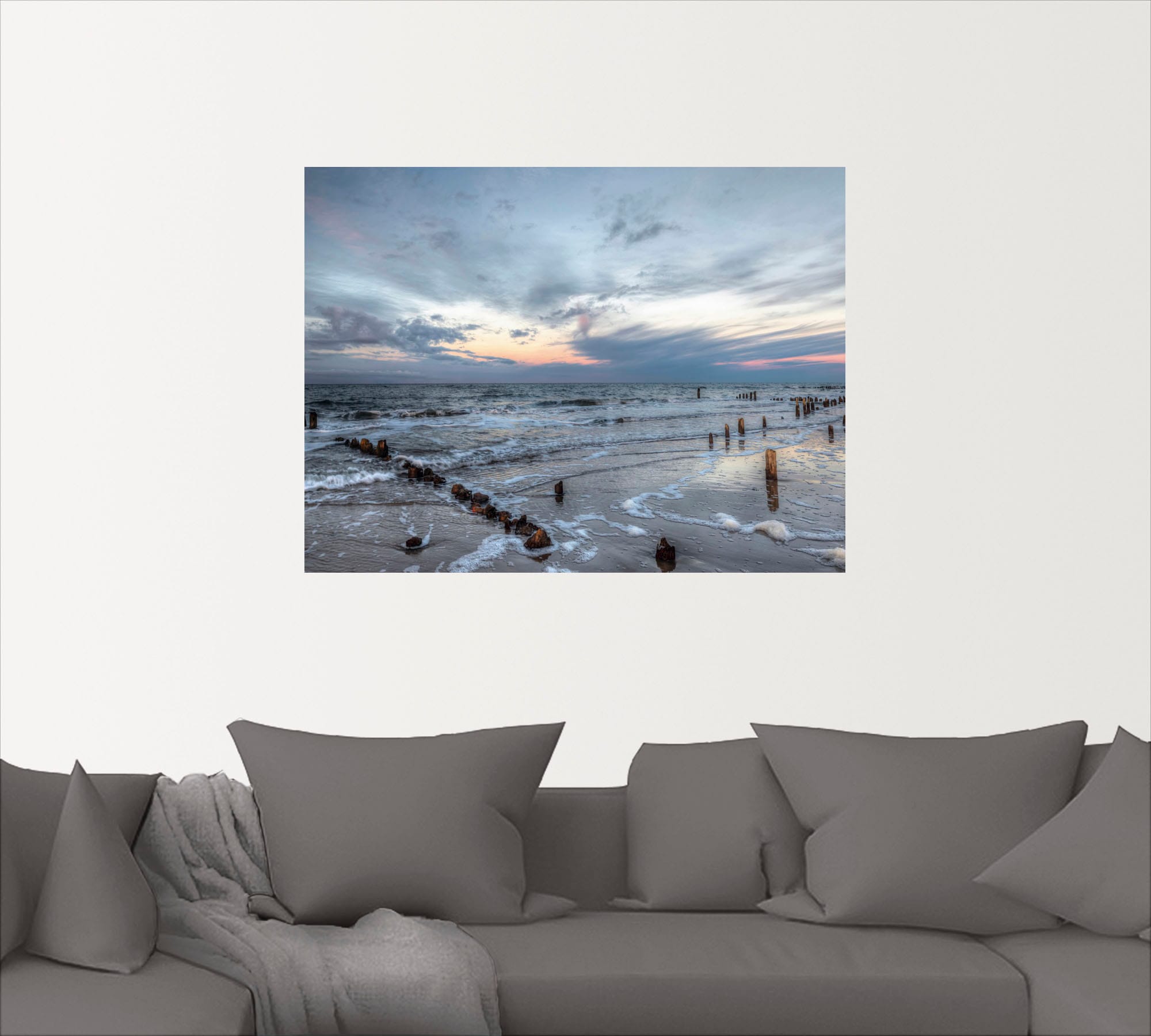 Artland Wandbild »Winter Sonnenuntergang am Meer«, Gewässer, (1 St.), als Leinwandbild, Poster, Wandaufkleber in verschied. Grössen