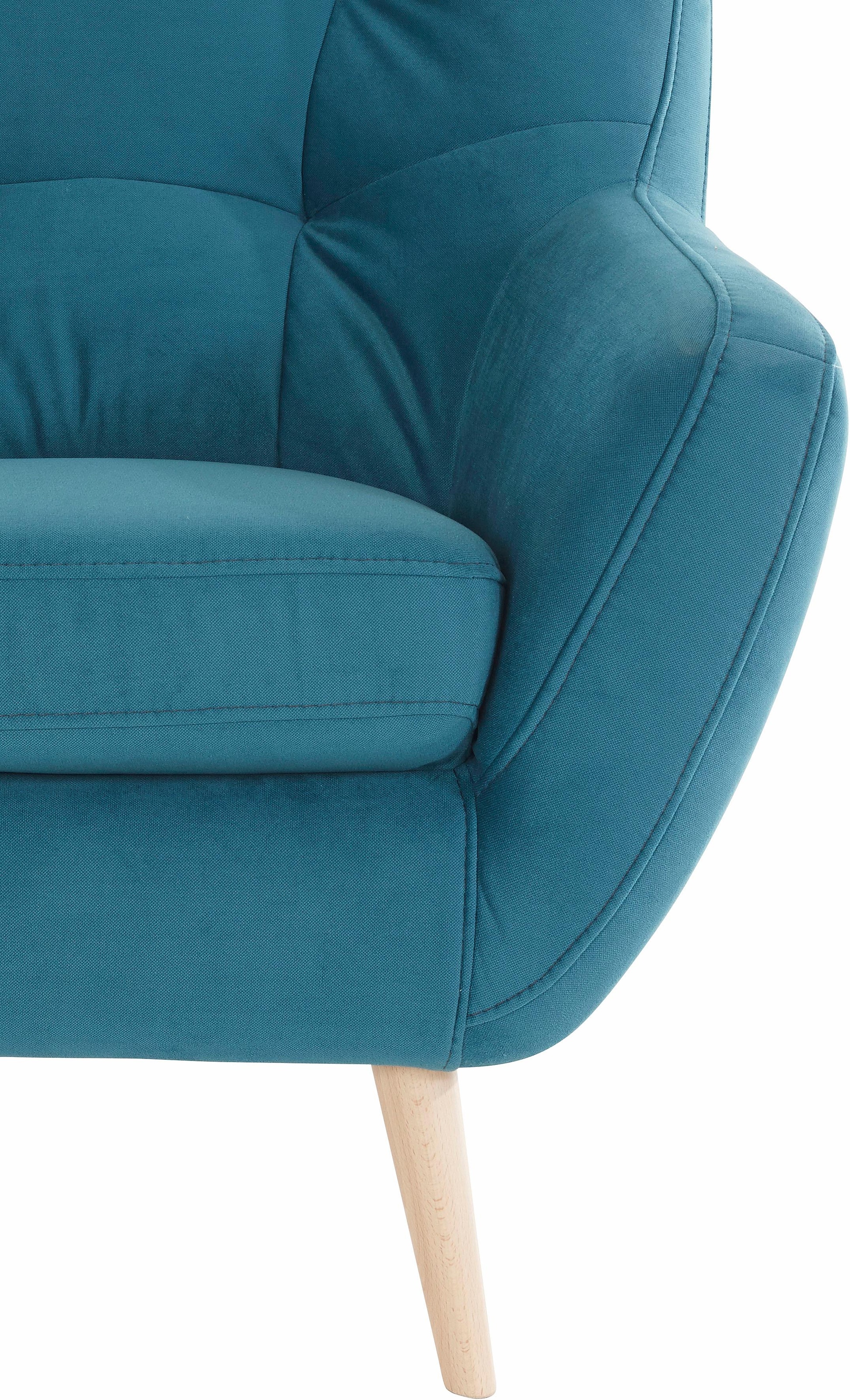 exxpo - sofa fashion Sessel »Scandi, Loungesessel mit tollem Sitzkomfort, hochwertige Polsterung«, bequem, hohe Holzfüsse
