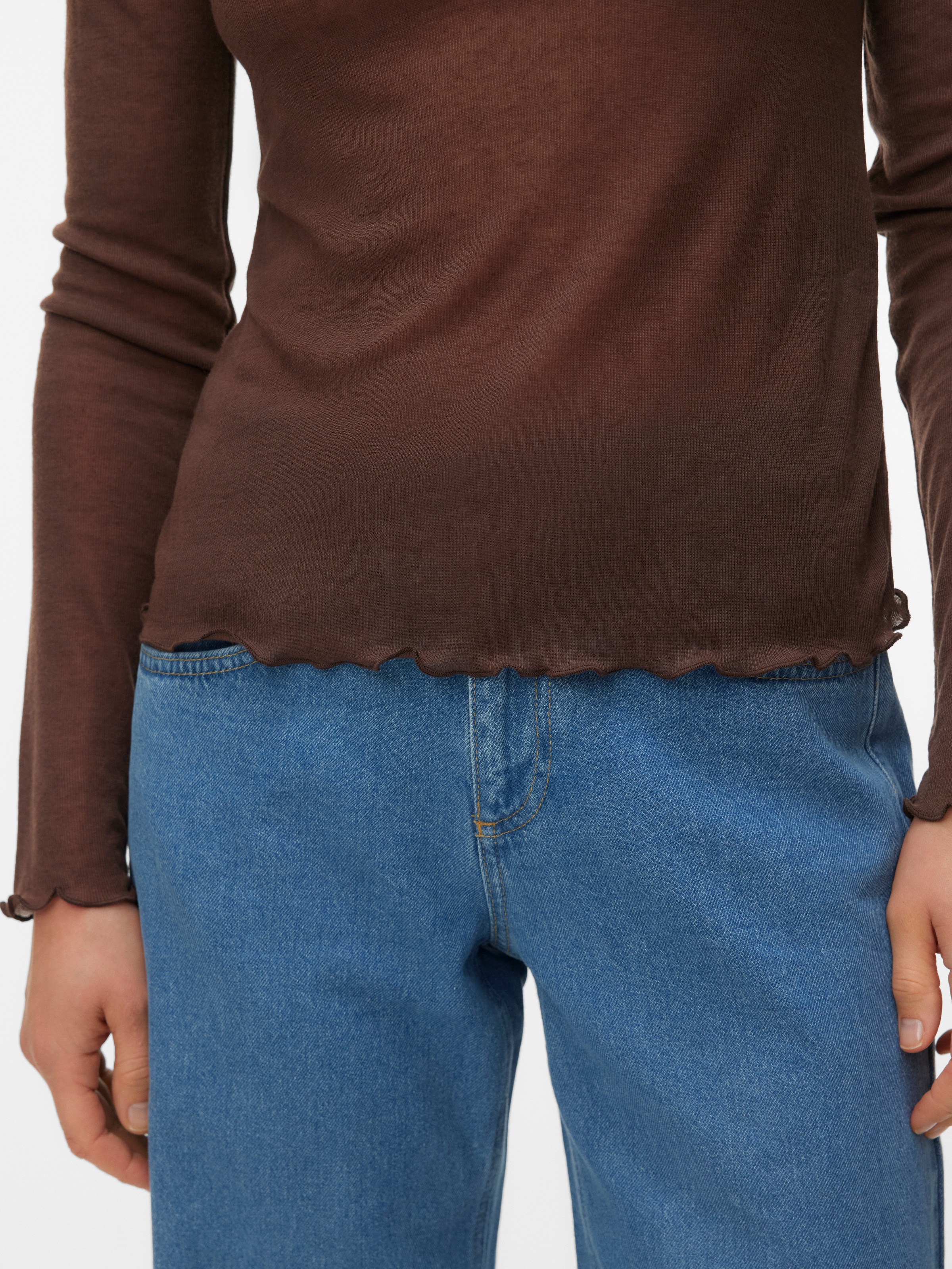 Vero Moda T-shirt à manches longues »VMARIEL LS TOP JRS NOOS« Materialmix, gewellter Saum