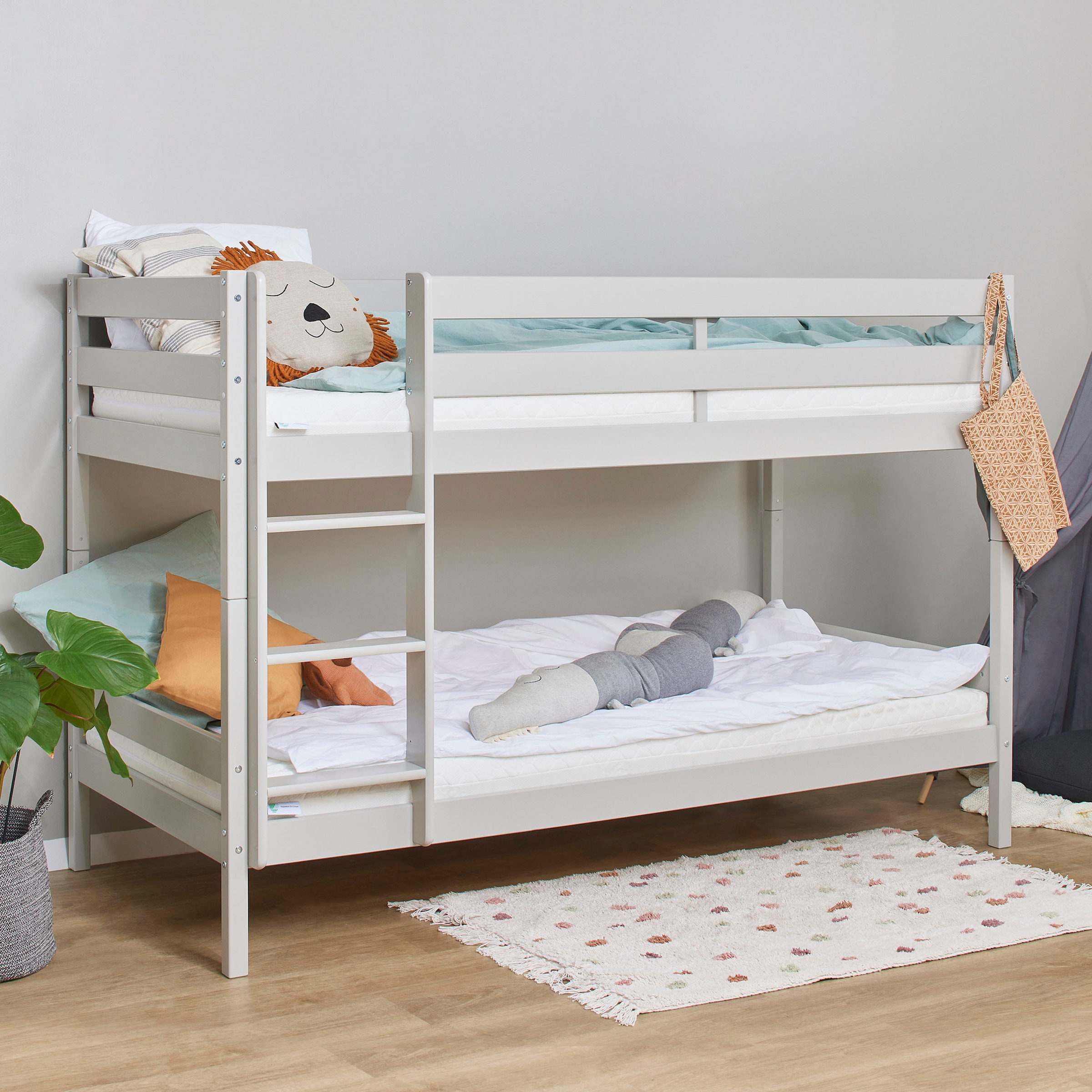 Hoppekids Etagenbett »ECO Comfort Kinderbett 90x200 oder 70x160 aus Massivholz in 4 Farben«, TÜV, FSC und Nordisches Umweltzeichen – wahlweise mit Matratzen