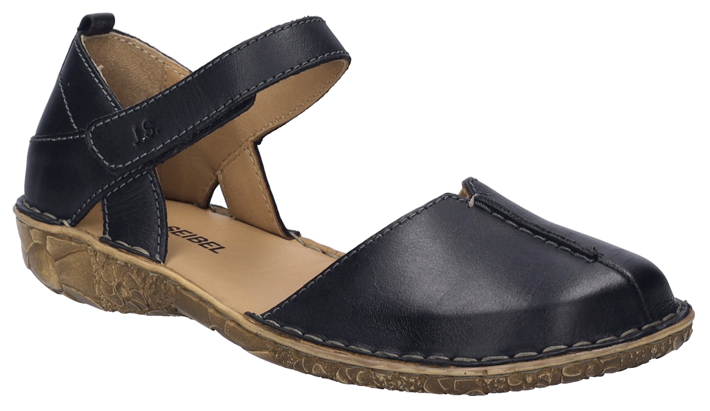 Image of grey melange Riemchenballerina "ROSALIE 42", Sandale, Spangenschuh, Komfortschuh mit Klettverschluss