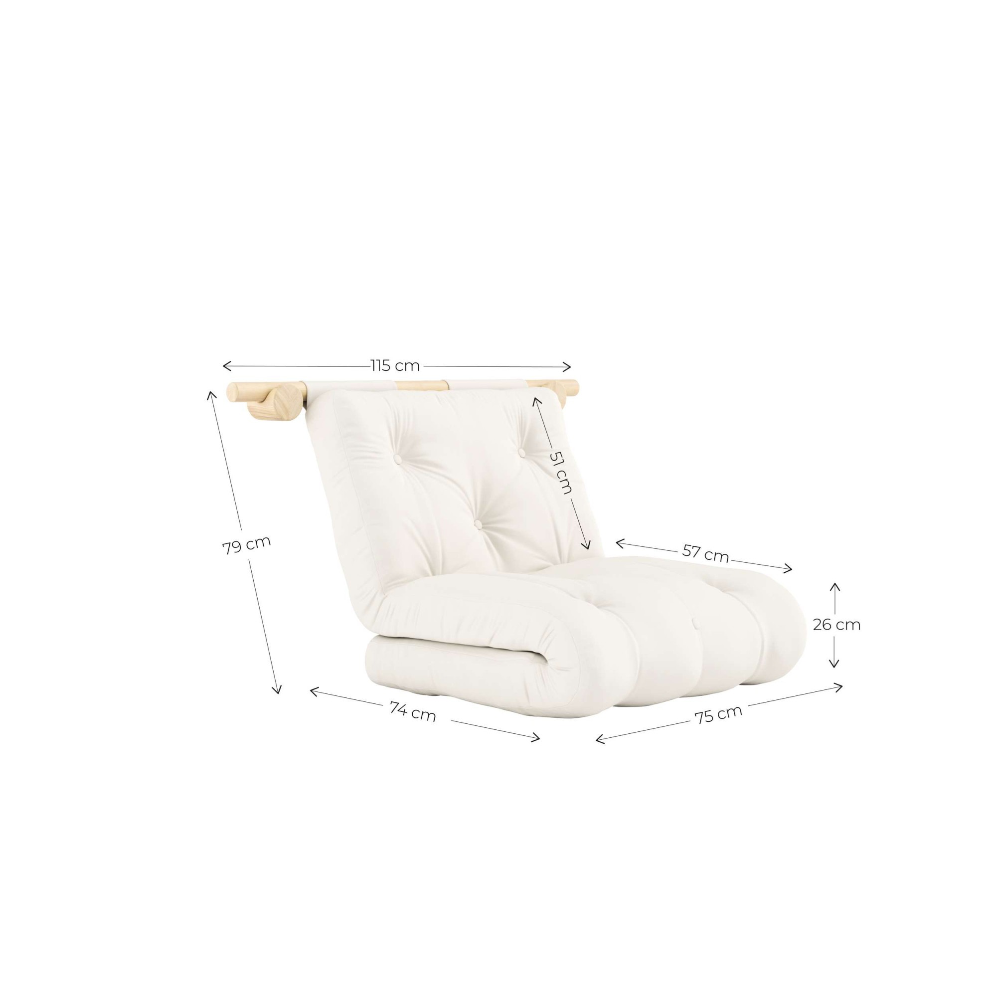 Karup Design Schlafsofa »Hooked Schlafsessel, Sitz- und Schlafplatz, Wandmontiert, platzsparend«, Futonmatratze inkl. Halterungsset aus FSC®-zertifiziertem Massivholz