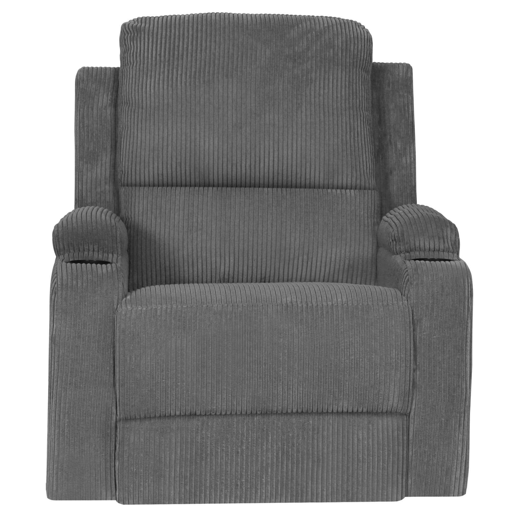GOODproduct Fauteuil de relaxation »NAPORI Cord, Kinosessel, Multimedia-Sessel« Fauteuil TV avec fonction relaxation manuelle et électrique et porte-boisson